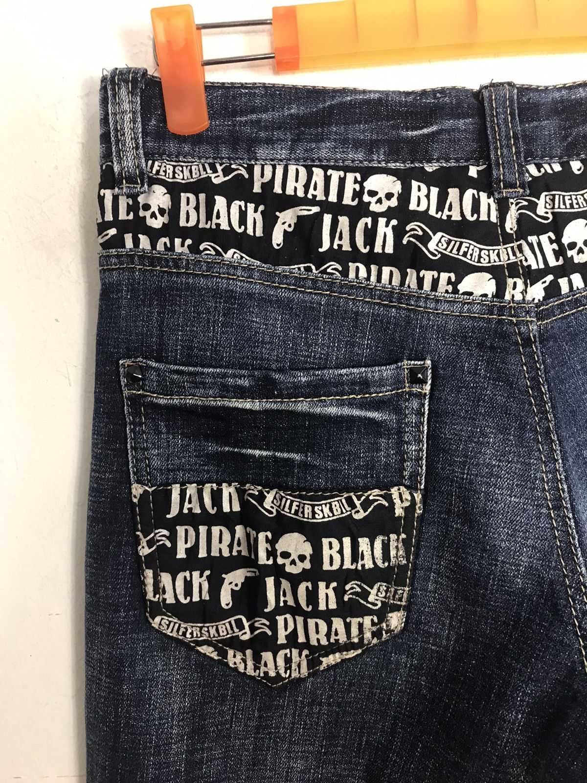 Blackjack Vintage Black Jack Printed Skull Pocket Jeans Design Size US 30 / EU 46 - 12 Thumbnail