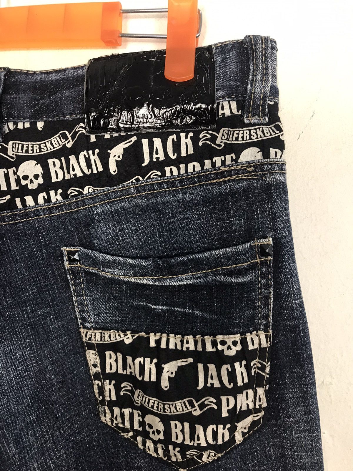Blackjack Vintage Black Jack Printed Skull Pocket Jeans Design Size US 30 / EU 46 - 11 Thumbnail
