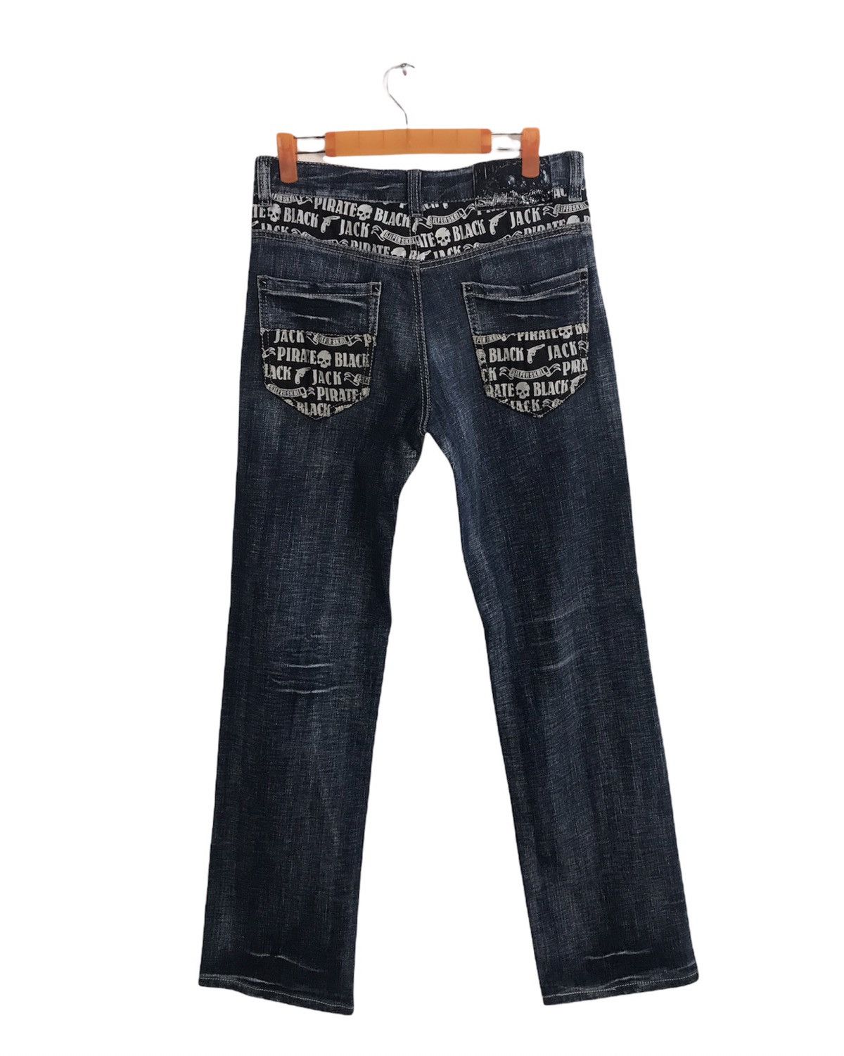 Blackjack Vintage Black Jack Printed Skull Pocket Jeans Design Size US 30 / EU 46 - 2 Thumbnail