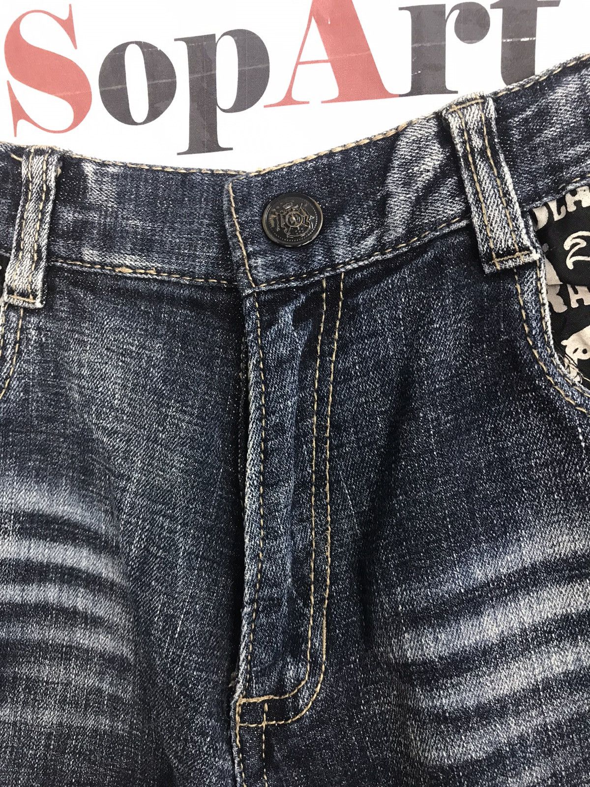 Blackjack Vintage Black Jack Printed Skull Pocket Jeans Design Size US 30 / EU 46 - 6 Thumbnail