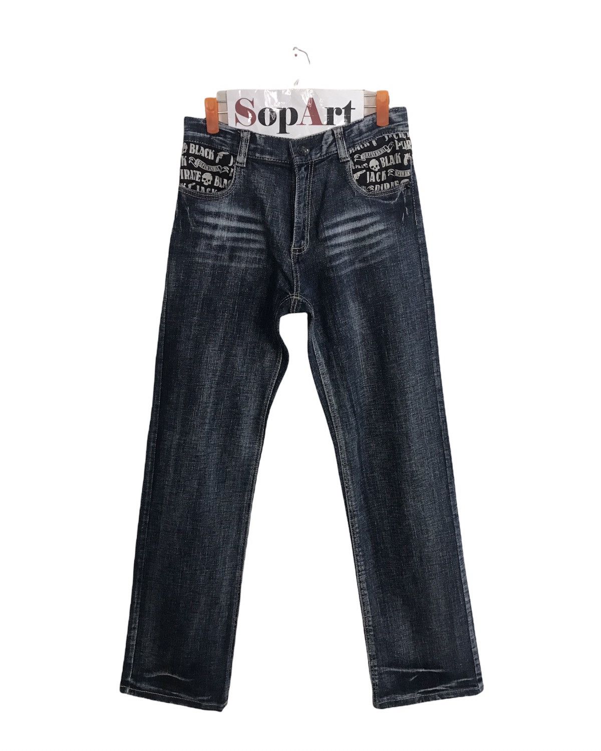 Blackjack Vintage Black Jack Printed Skull Pocket Jeans Design Size US 30 / EU 46 - 1 Thumbnail