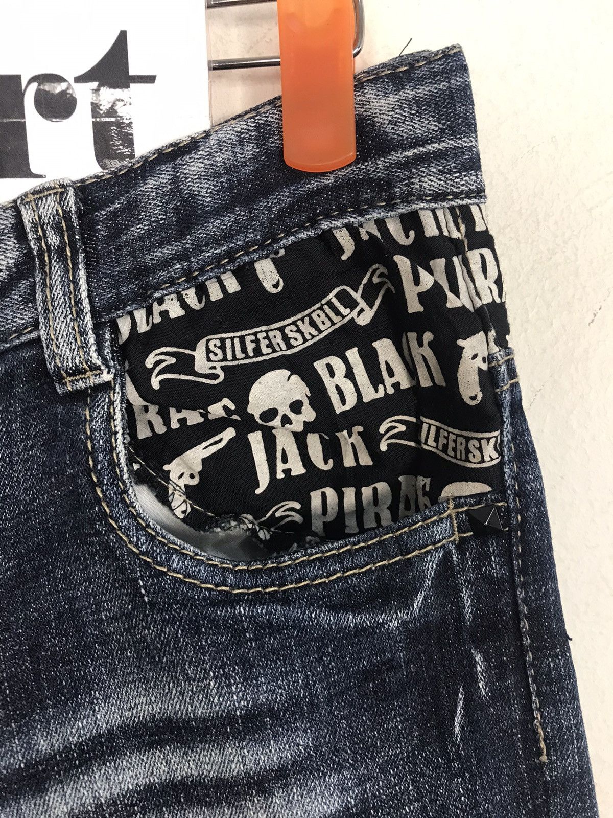 Blackjack Vintage Black Jack Printed Skull Pocket Jeans Design Size US 30 / EU 46 - 5 Thumbnail