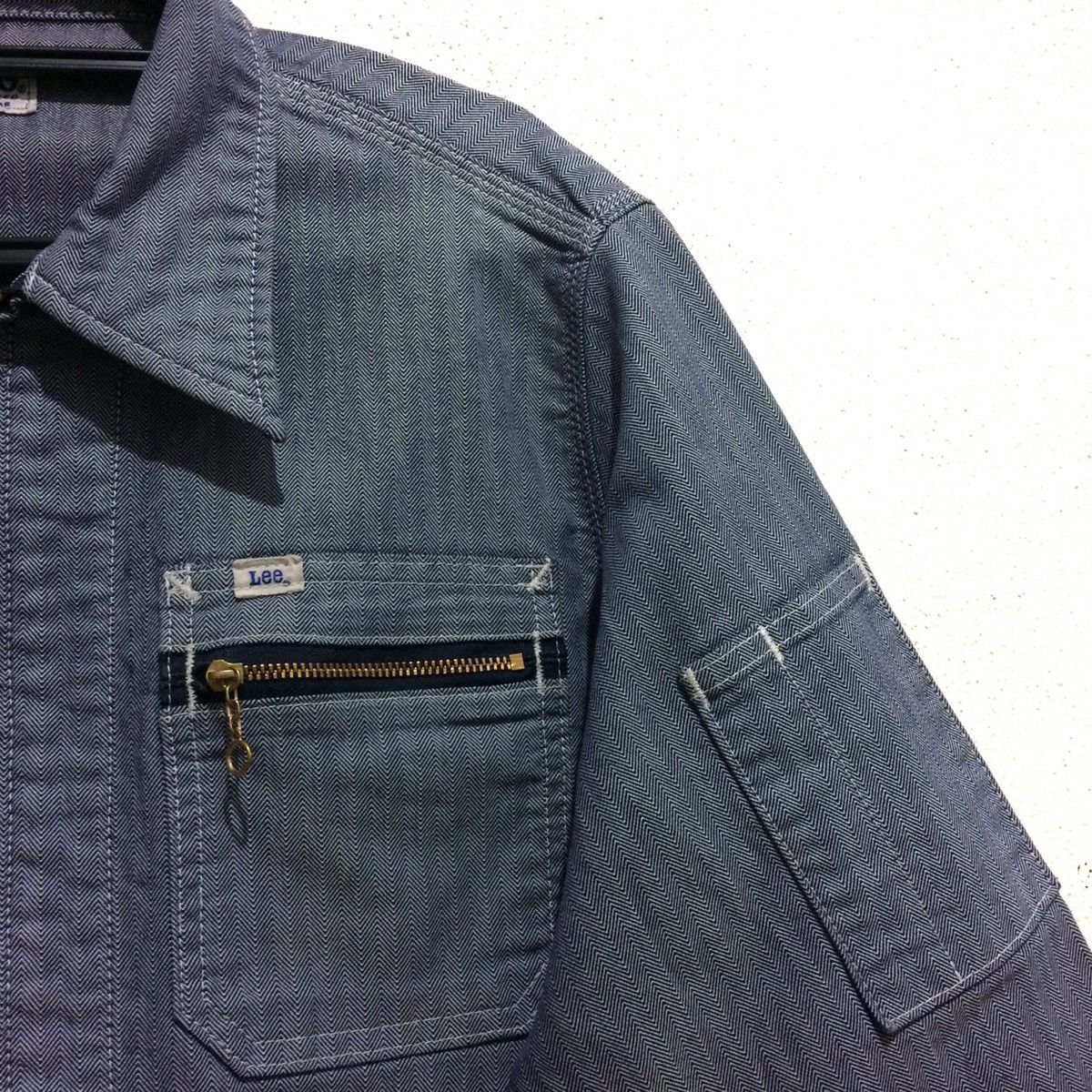 Lee × Vintage Vtg Union Made LEE Sanforized Workwear Chore Zip Striped Size US M / EU 48-50 / 2 - 2 Thumbnail