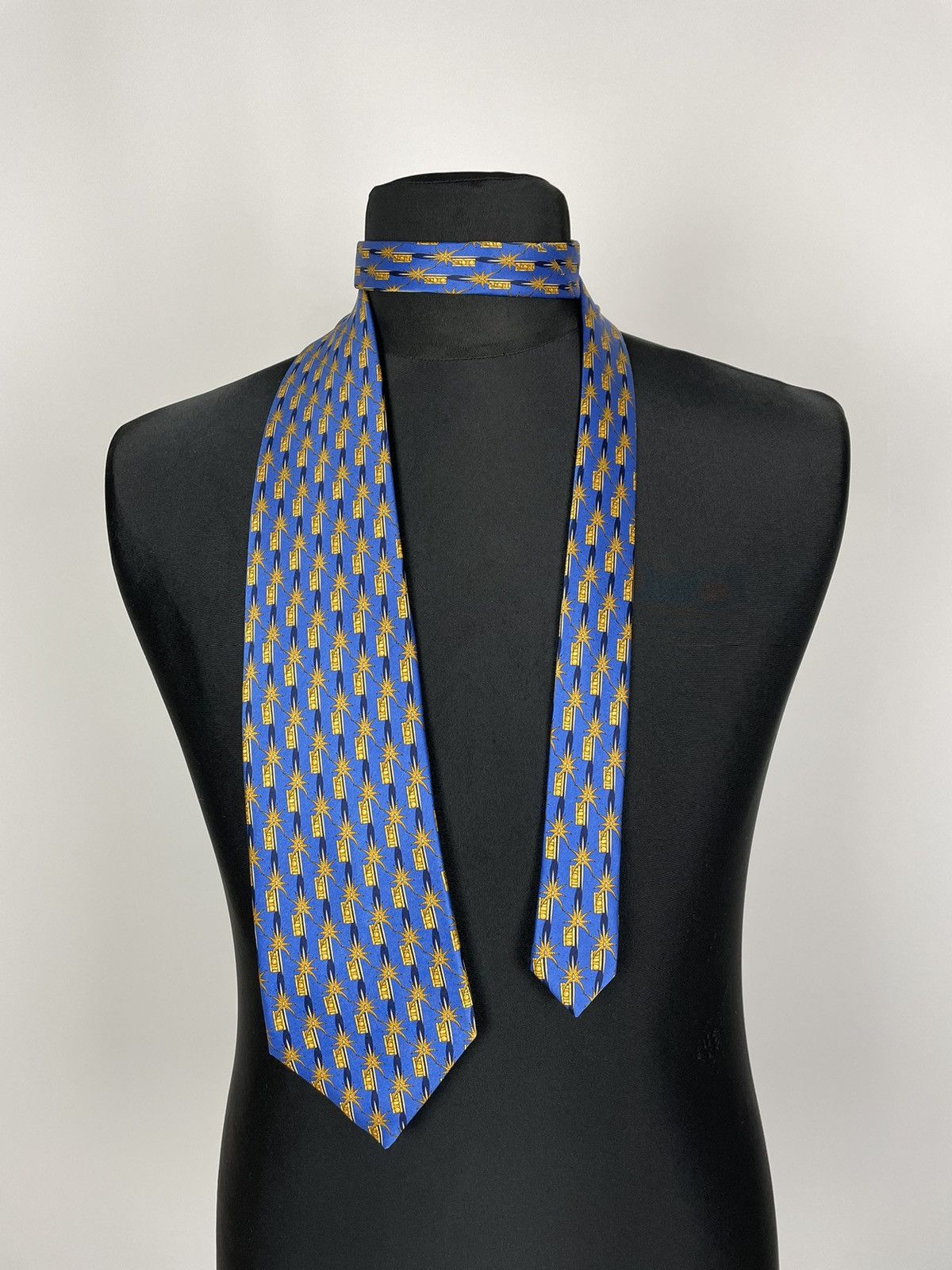 Lanvin Lanvin Paris Silk Tie Blue Gold Size ONE SIZE - 1 Thumbnail