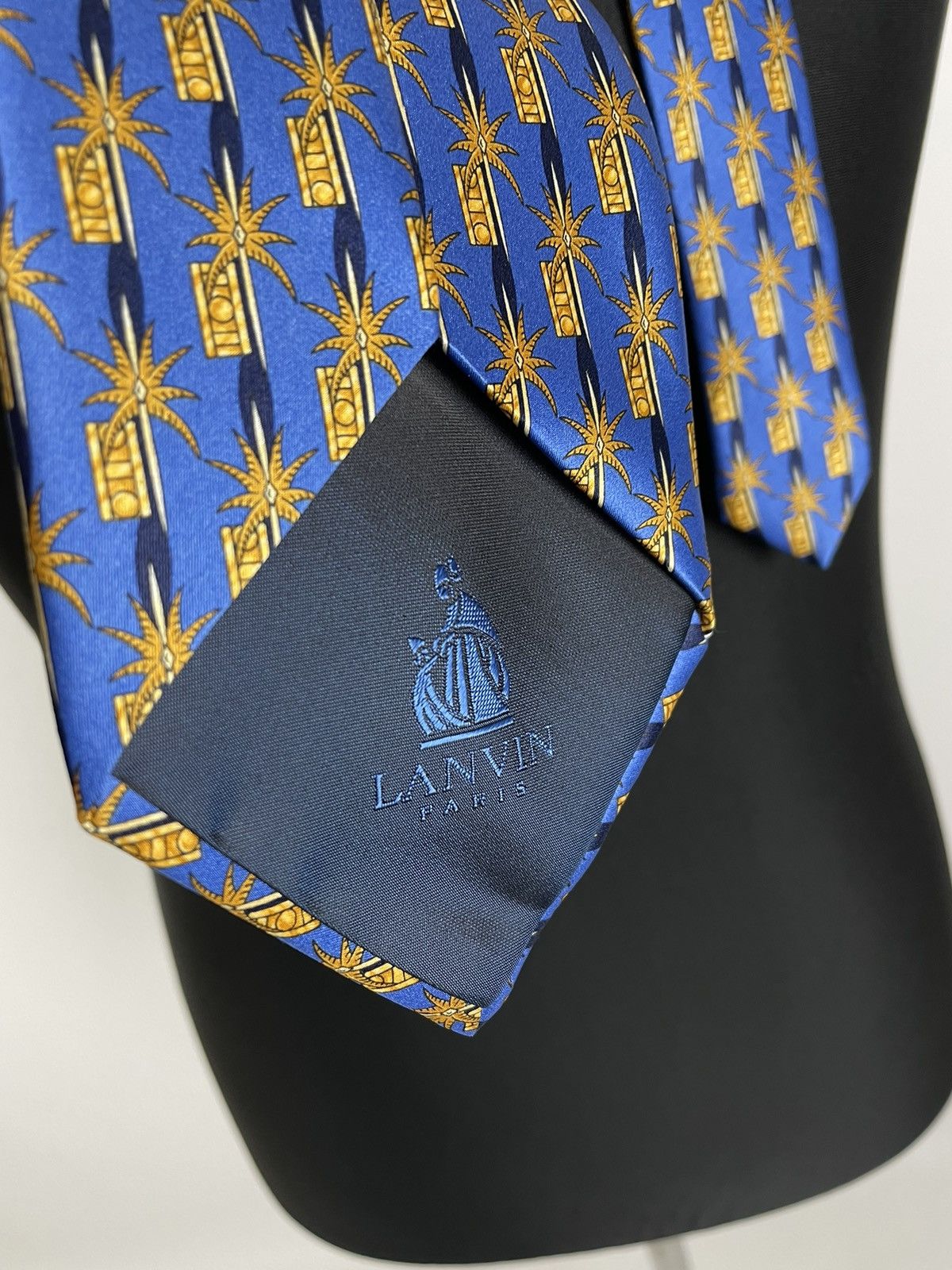 Lanvin Lanvin Paris Silk Tie Blue Gold Size ONE SIZE - 2 Thumbnail