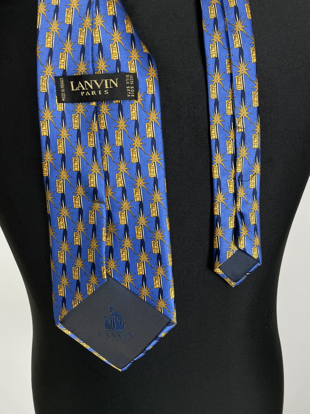 Lanvin Lanvin Paris Silk Tie Blue Gold Size ONE SIZE - 4 Thumbnail