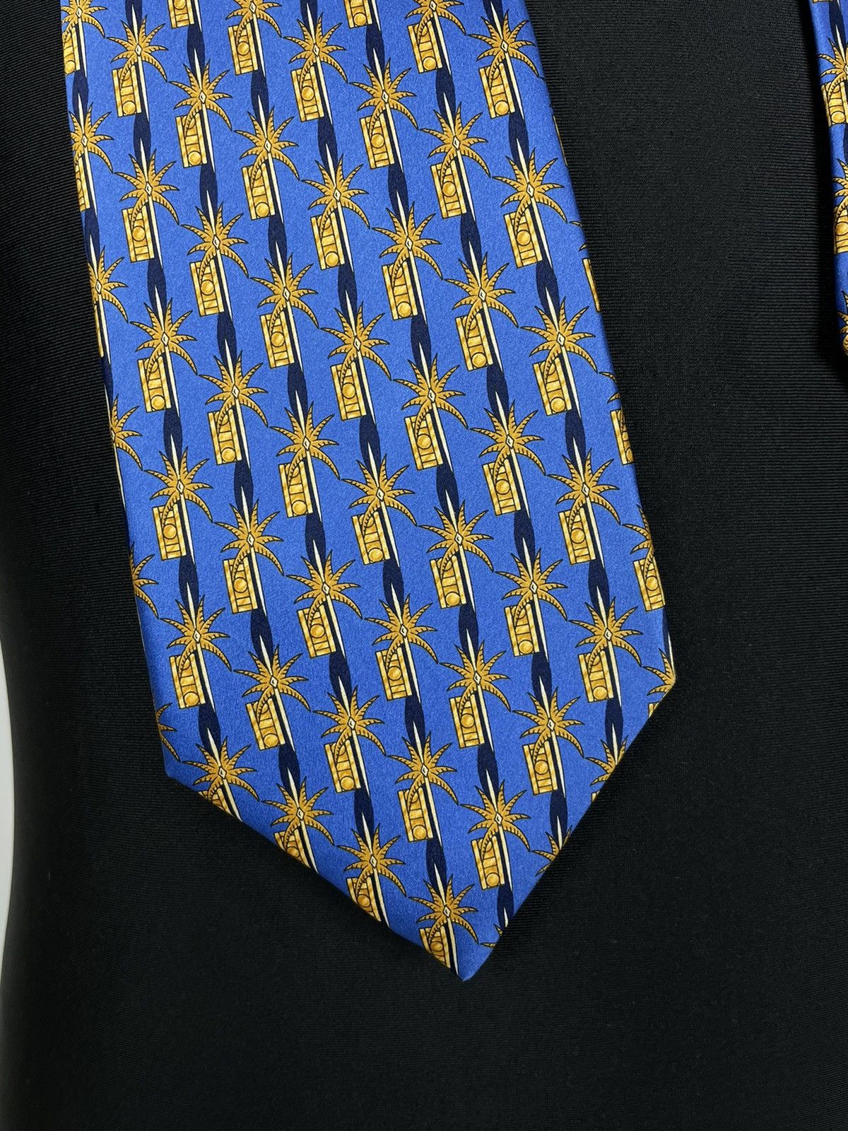 Lanvin Lanvin Paris Silk Tie Blue Gold Size ONE SIZE - 5 Thumbnail