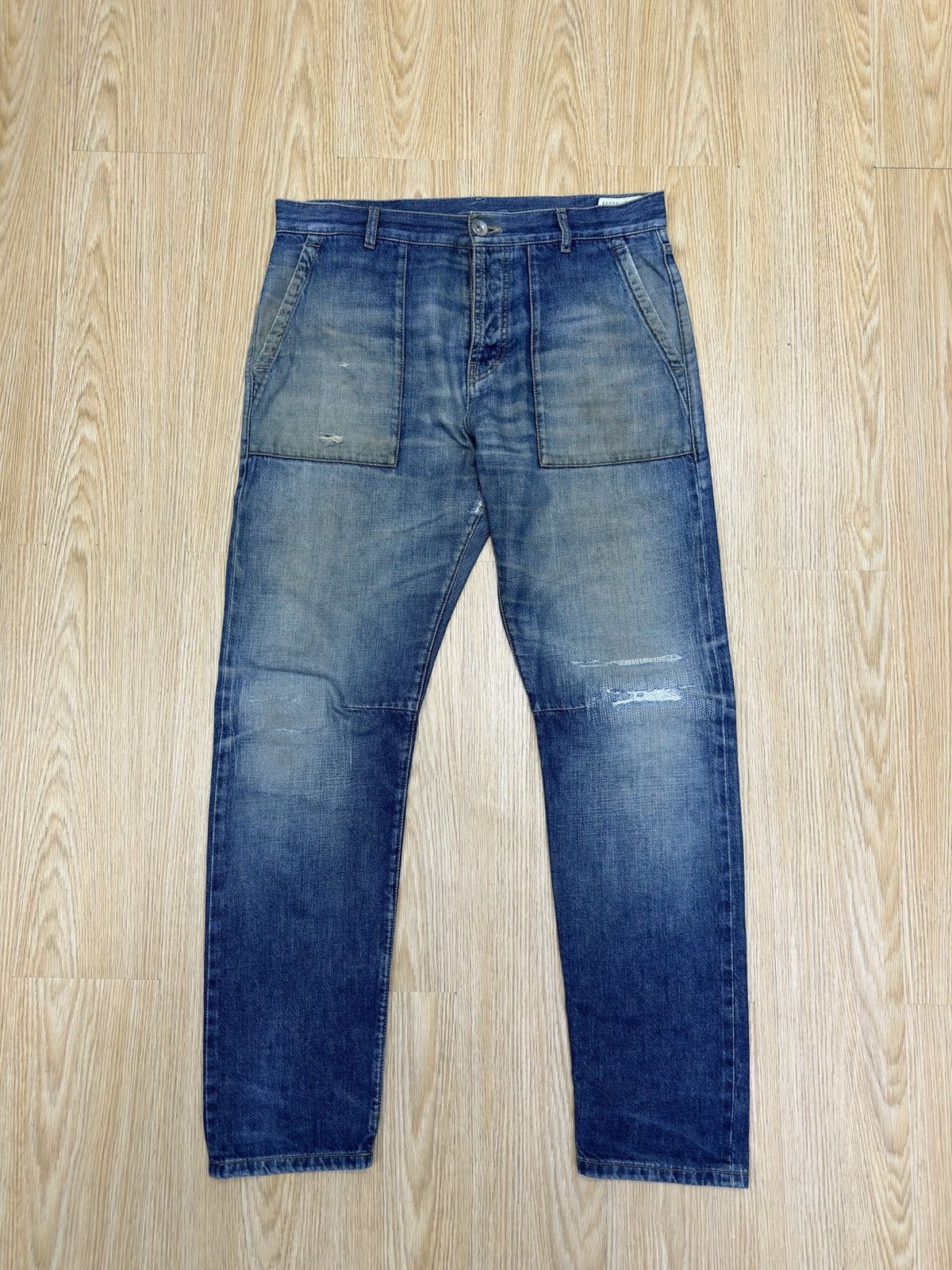 Brunello Cucinelli Leisure Fit Distressed Denim Size 34 J712