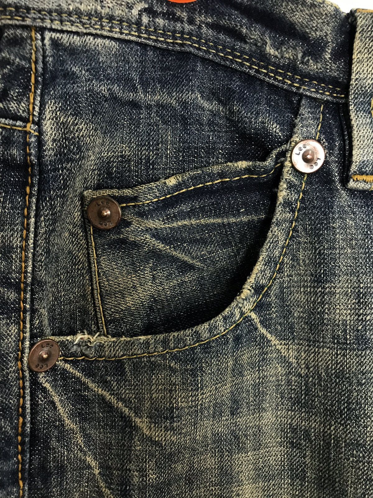Japanese Brand × Lee Vintage Lee Distressed Denim Half Selvedge Jeans Design Size US 32 / EU 48 - 5 Thumbnail