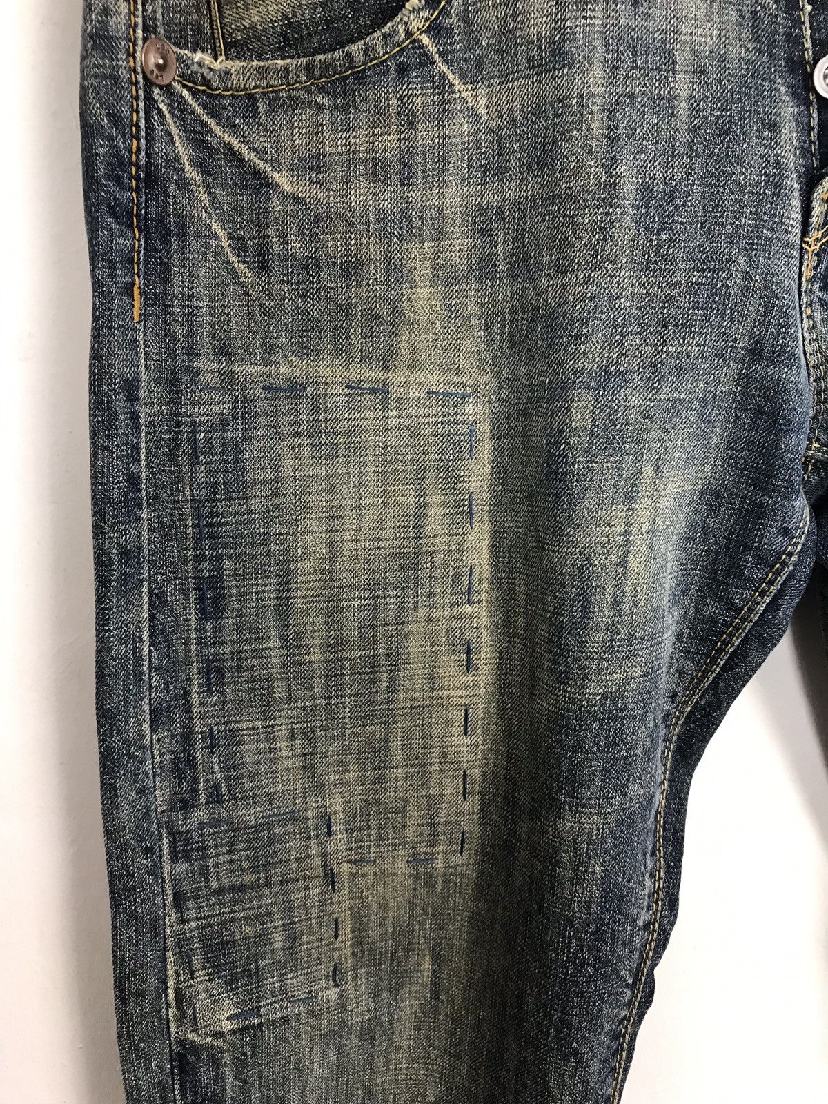 Japanese Brand × Lee Vintage Lee Distressed Denim Half Selvedge Jeans Design Size US 32 / EU 48 - 7 Thumbnail