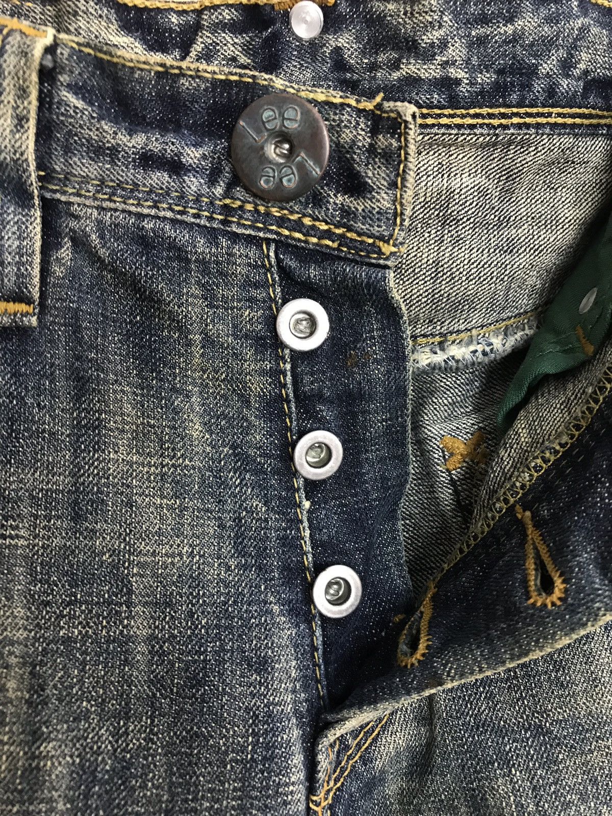 Japanese Brand × Lee Vintage Lee Distressed Denim Half Selvedge Jeans Design Size US 32 / EU 48 - 6 Thumbnail