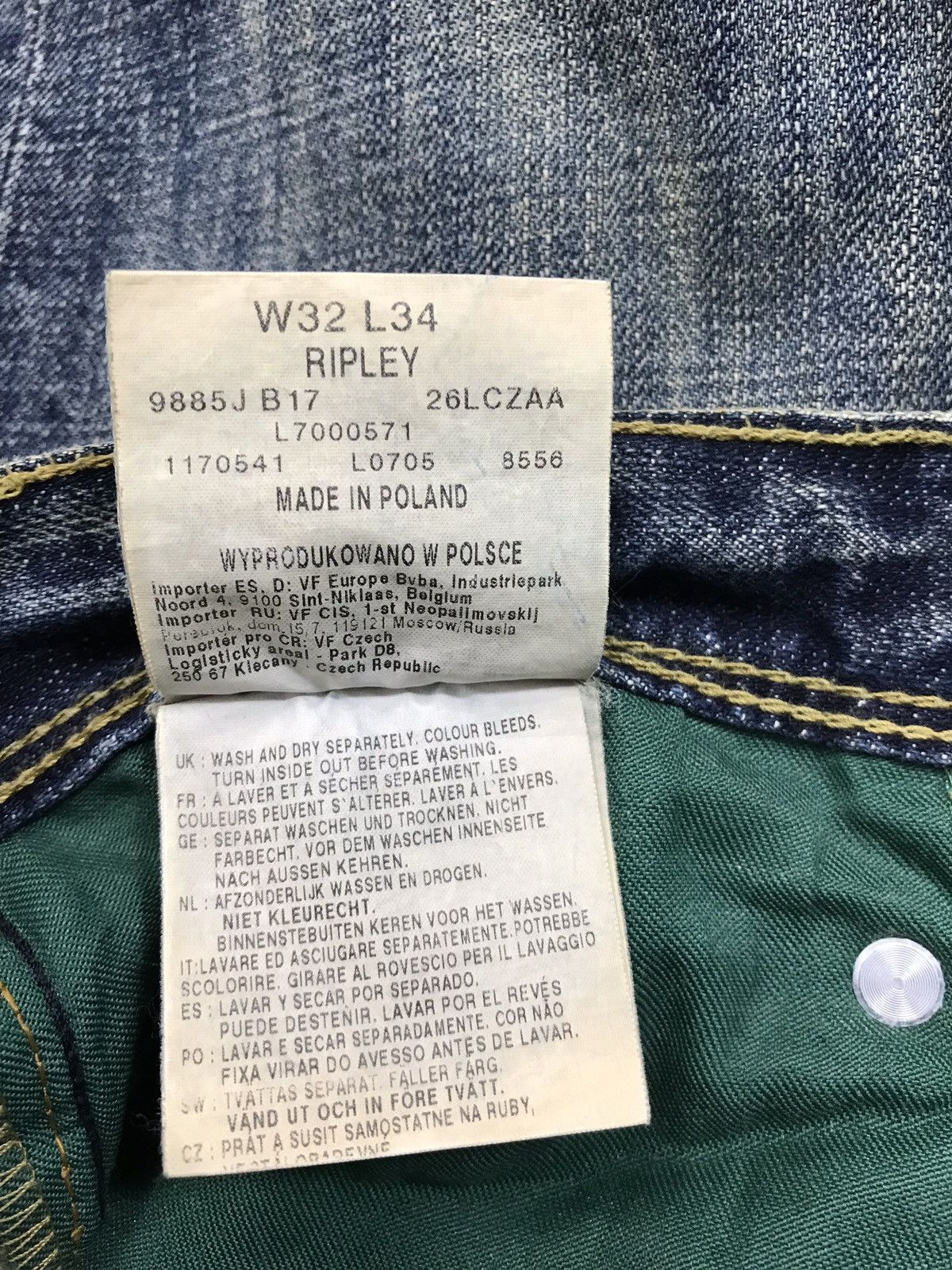 Japanese Brand × Lee Vintage Lee Distressed Denim Half Selvedge Jeans Design Size US 32 / EU 48 - 15 Thumbnail