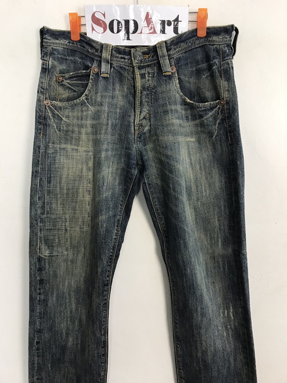 Japanese Brand × Lee Vintage Lee Distressed Denim Half Selvedge Jeans Design Size US 32 / EU 48 - 3 Thumbnail