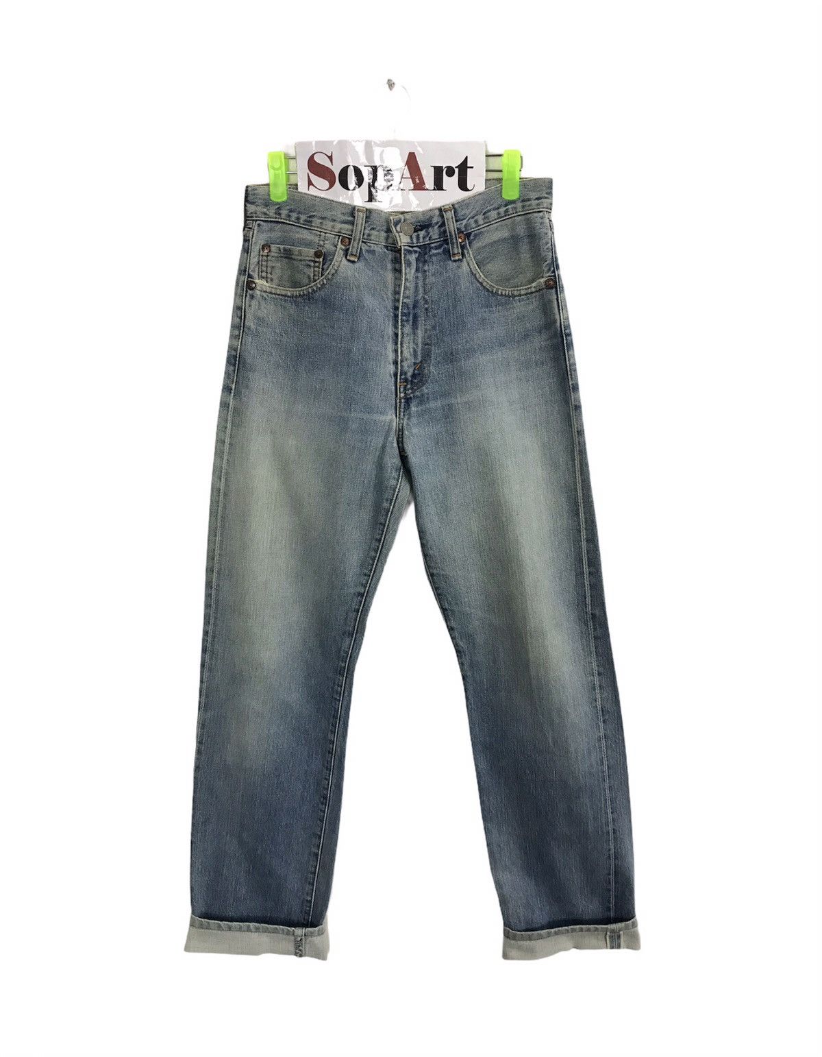 image of Vintage Levis 502 Big E Selvedge Distressed Denim Jeans in Blue, Men's (Size 29)