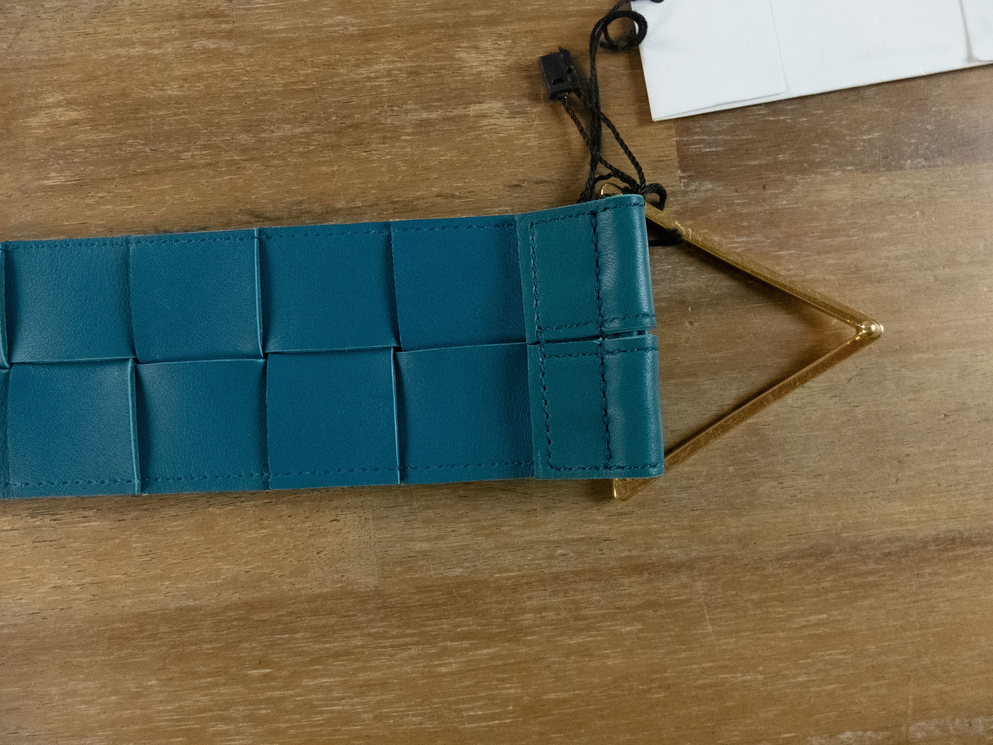 Bottega Veneta BOTTEGA VENETA blue intrecciato woven triangle belt 80 Size ONE SIZE - 8 Thumbnail