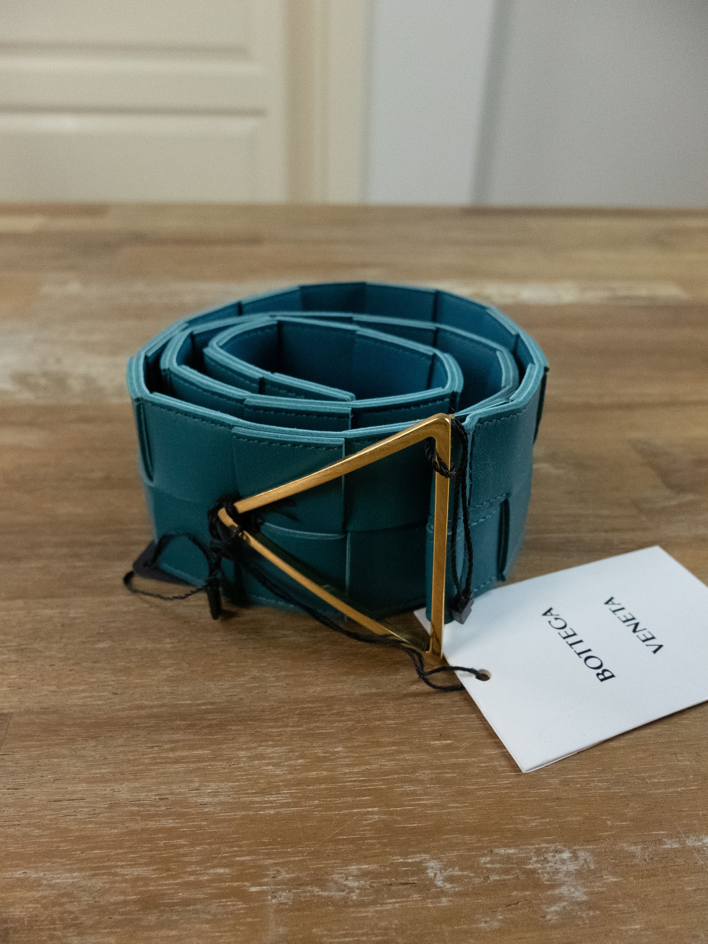 Bottega Veneta BOTTEGA VENETA blue intrecciato woven triangle belt 80 Size ONE SIZE - 4 Thumbnail