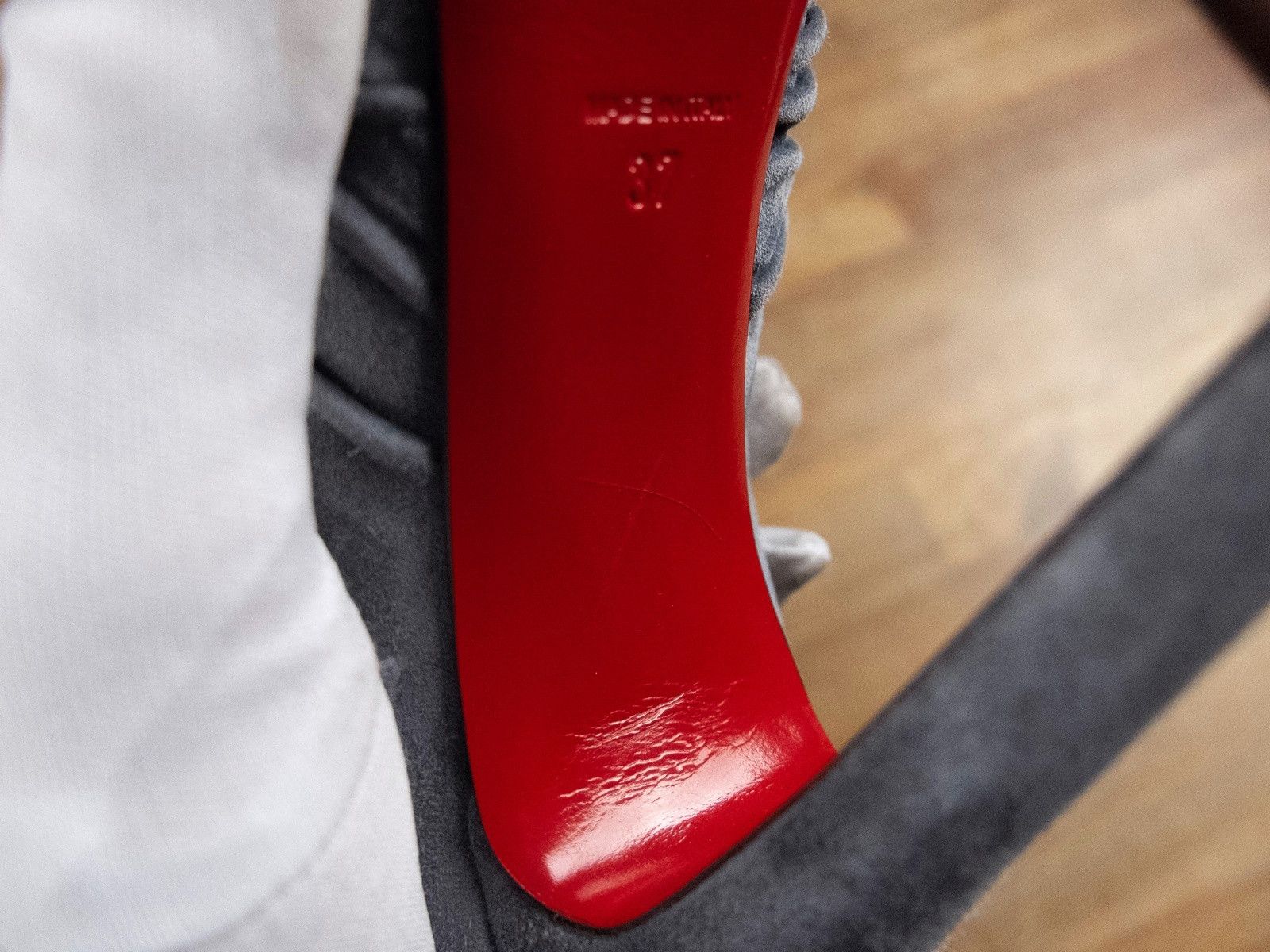 Christian Louboutin $945 CHRISTIAN LOUBOUTIN Drapadita gray suede platform pumps Size US 7 / IT 37 - 10 Thumbnail