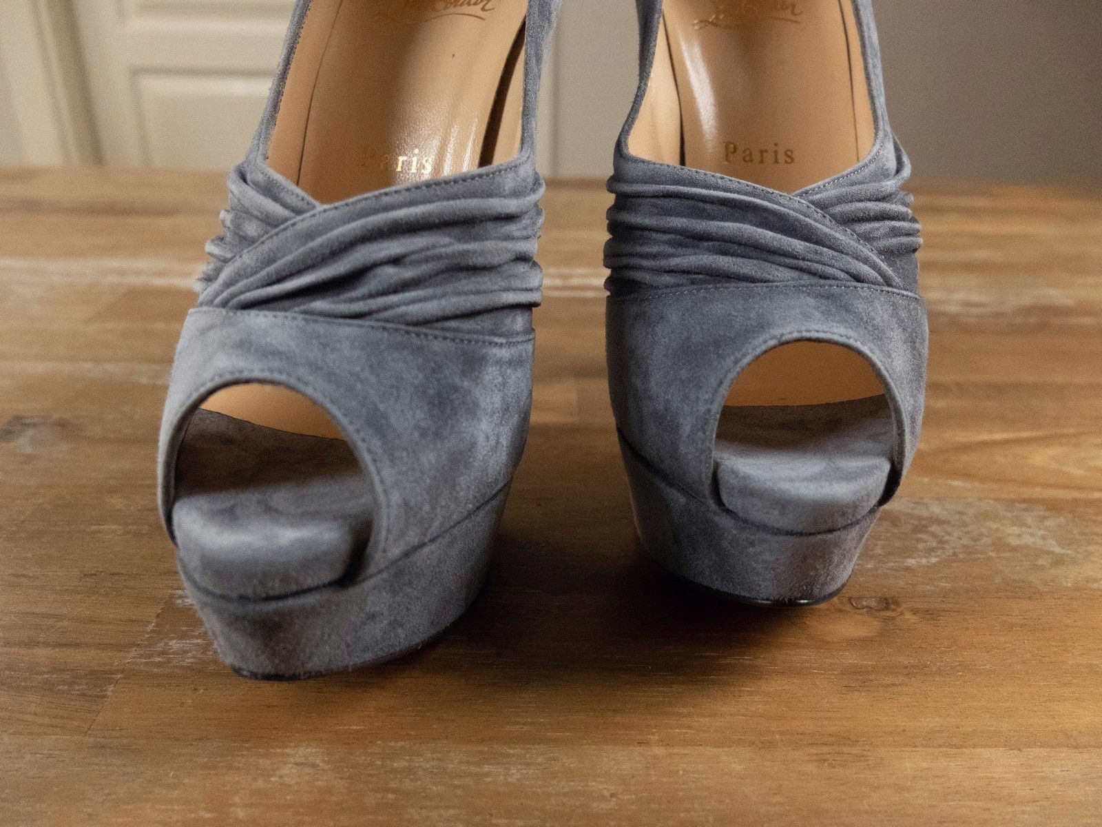 Christian Louboutin $945 CHRISTIAN LOUBOUTIN Drapadita gray suede platform pumps Size US 7 / IT 37 - 3 Thumbnail