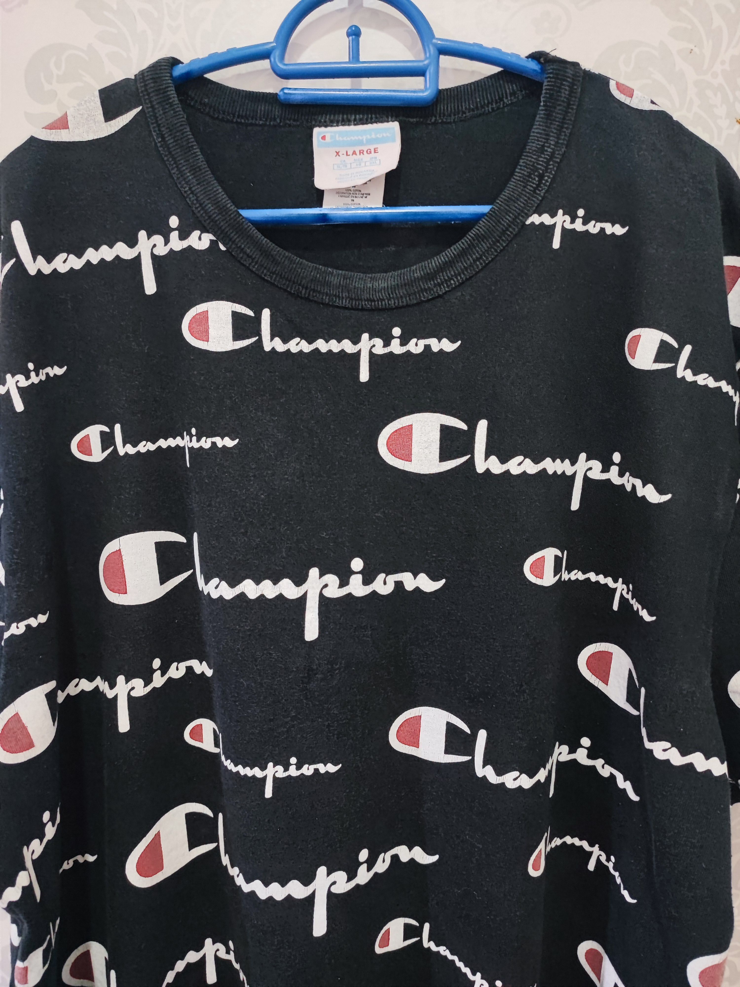 Champion × Vintage Rare!! Vintage Y2K Champion OVP Spellout t-shir Size US XL / EU 56 / 4 - 2 Thumbnail