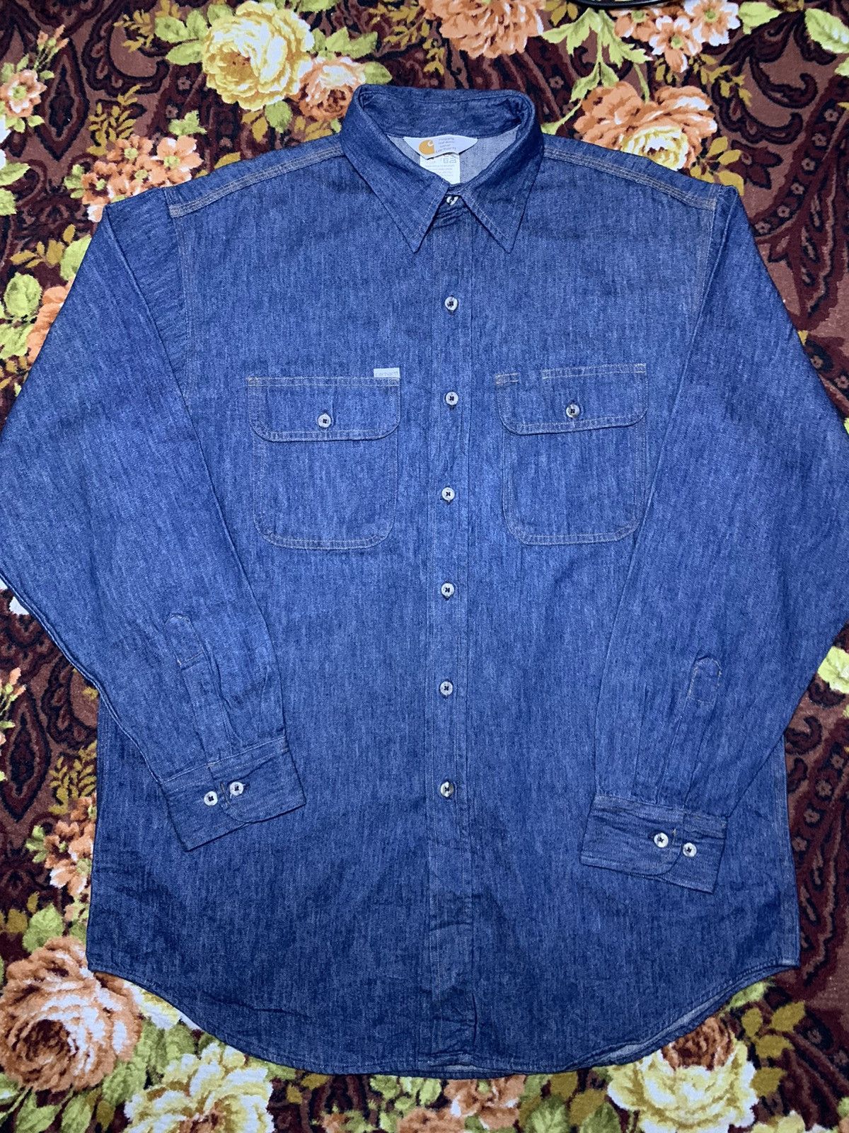 Carhartt × Vintage Vintage Carhartt Long Sleeve Denim Made in USA Size US L / EU 52-54 / 3 - 1 Thumbnail