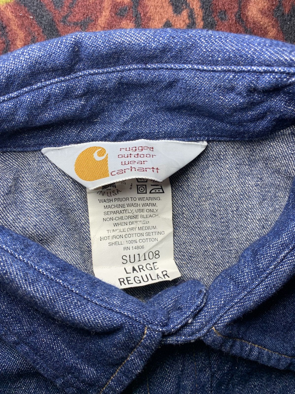 Carhartt × Vintage Vintage Carhartt Long Sleeve Denim Made in USA Size US L / EU 52-54 / 3 - 3 Thumbnail