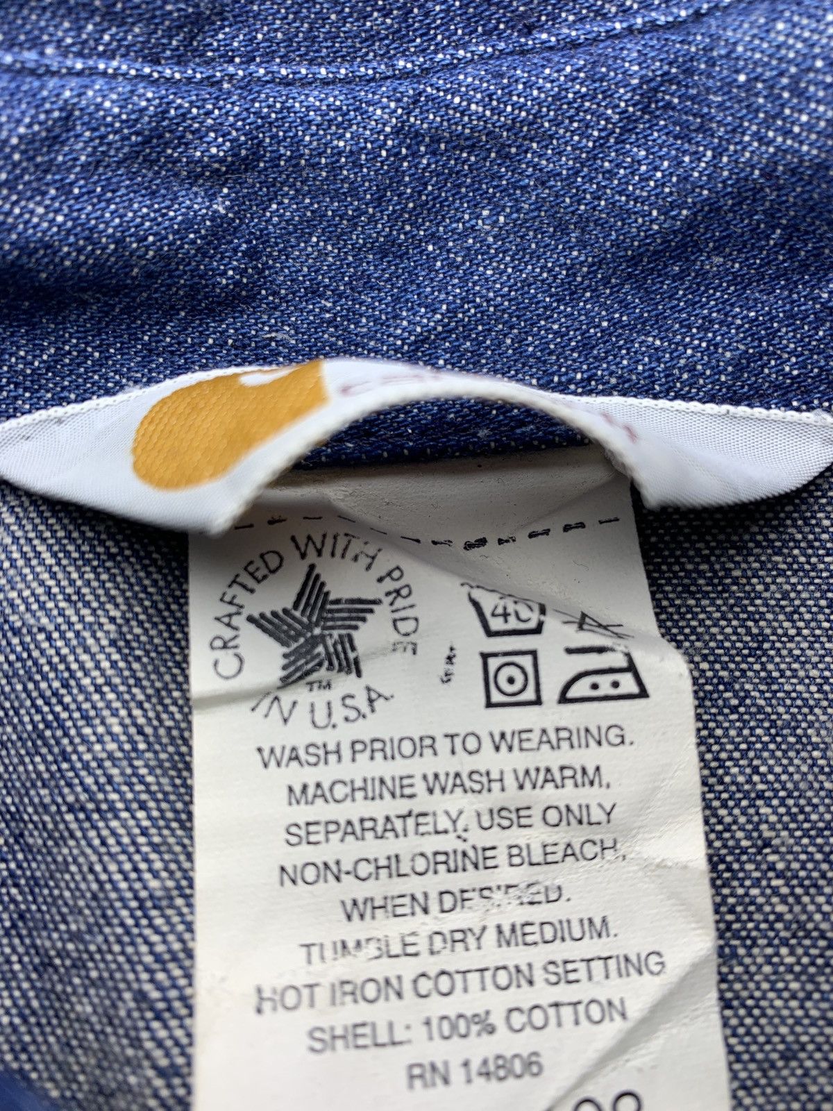 Carhartt × Vintage Vintage Carhartt Long Sleeve Denim Made in USA Size US L / EU 52-54 / 3 - 4 Thumbnail