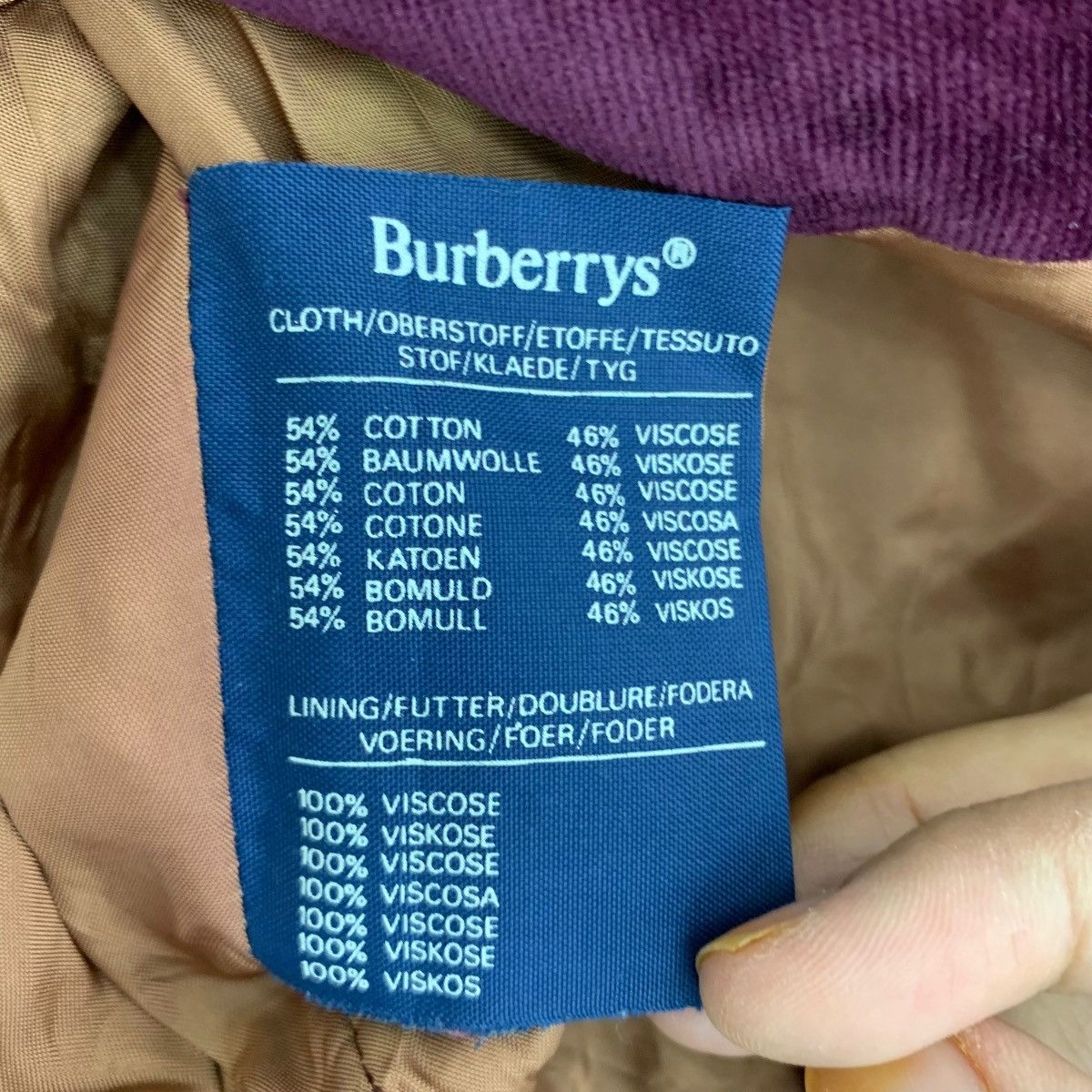 Burberry × Vintage Vintage Burberrys Velvet Bomber Zipper Jacket Size US M / EU 48-50 / 2 - 8 Thumbnail