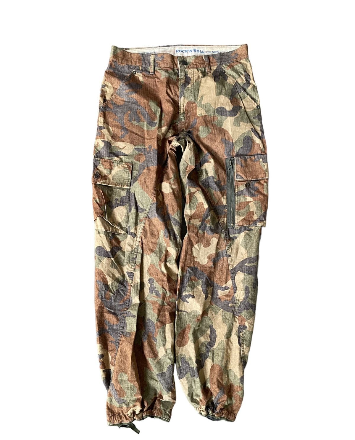 image of VTG Ppfm Military Cargos Hem Drawstring Ripstop Pants in Camo, Men's (Size 30)