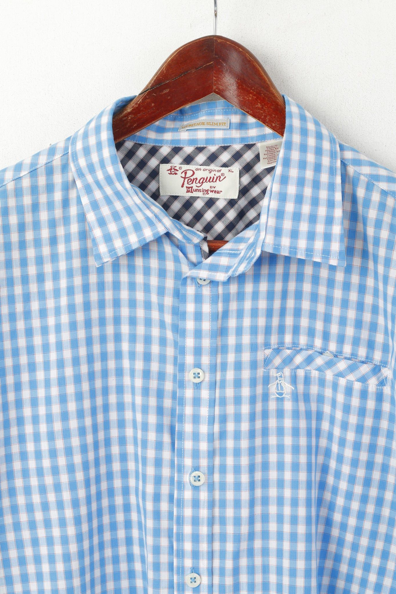 Original Penguin Penguin Men XL (L) Casual Shirt Blue Check Cotton 6589 Size US XL / EU 56 / 4 - 3 Thumbnail
