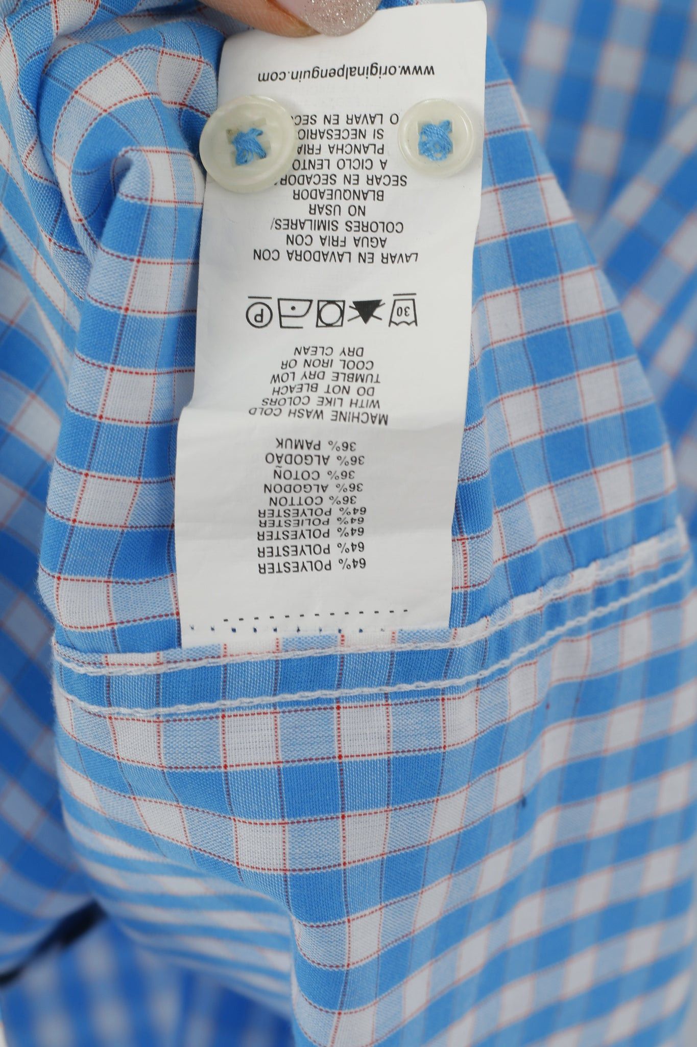 Original Penguin Penguin Men XL (L) Casual Shirt Blue Check Cotton 6589 Size US XL / EU 56 / 4 - 6 Thumbnail
