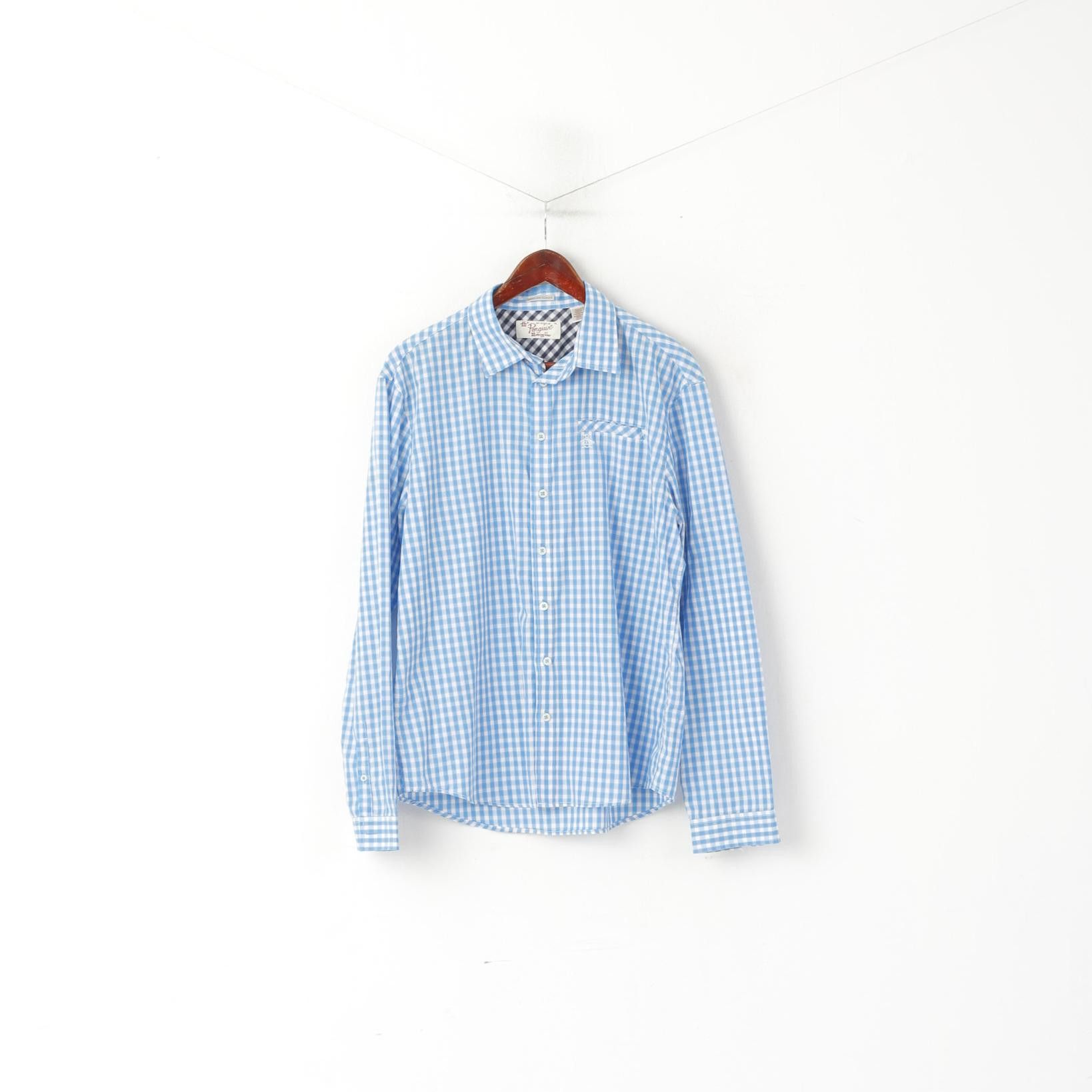 Original Penguin Penguin Men XL (L) Casual Shirt Blue Check Cotton 6589 Size US XL / EU 56 / 4 - 2 Thumbnail