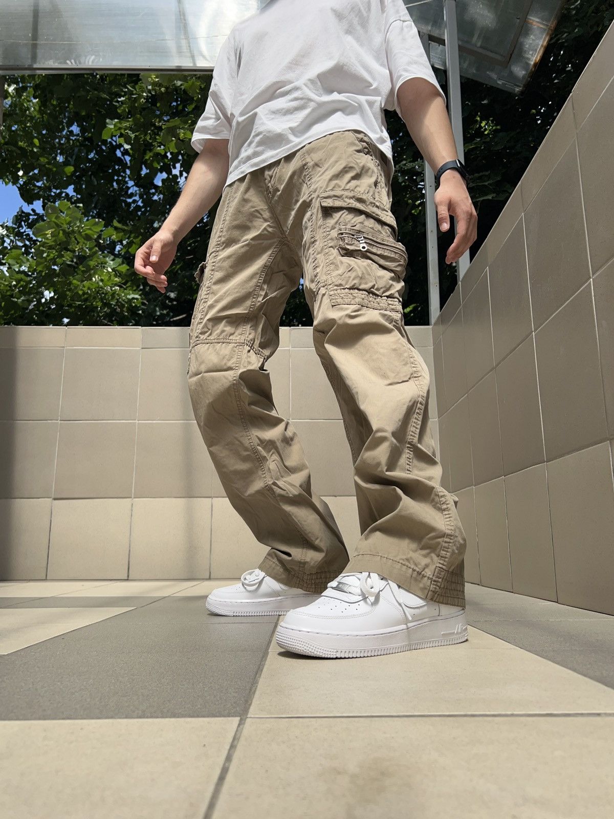 image of Military x Vintage Side Pockets Cargo Pants in Beige, Men's (Size 32)