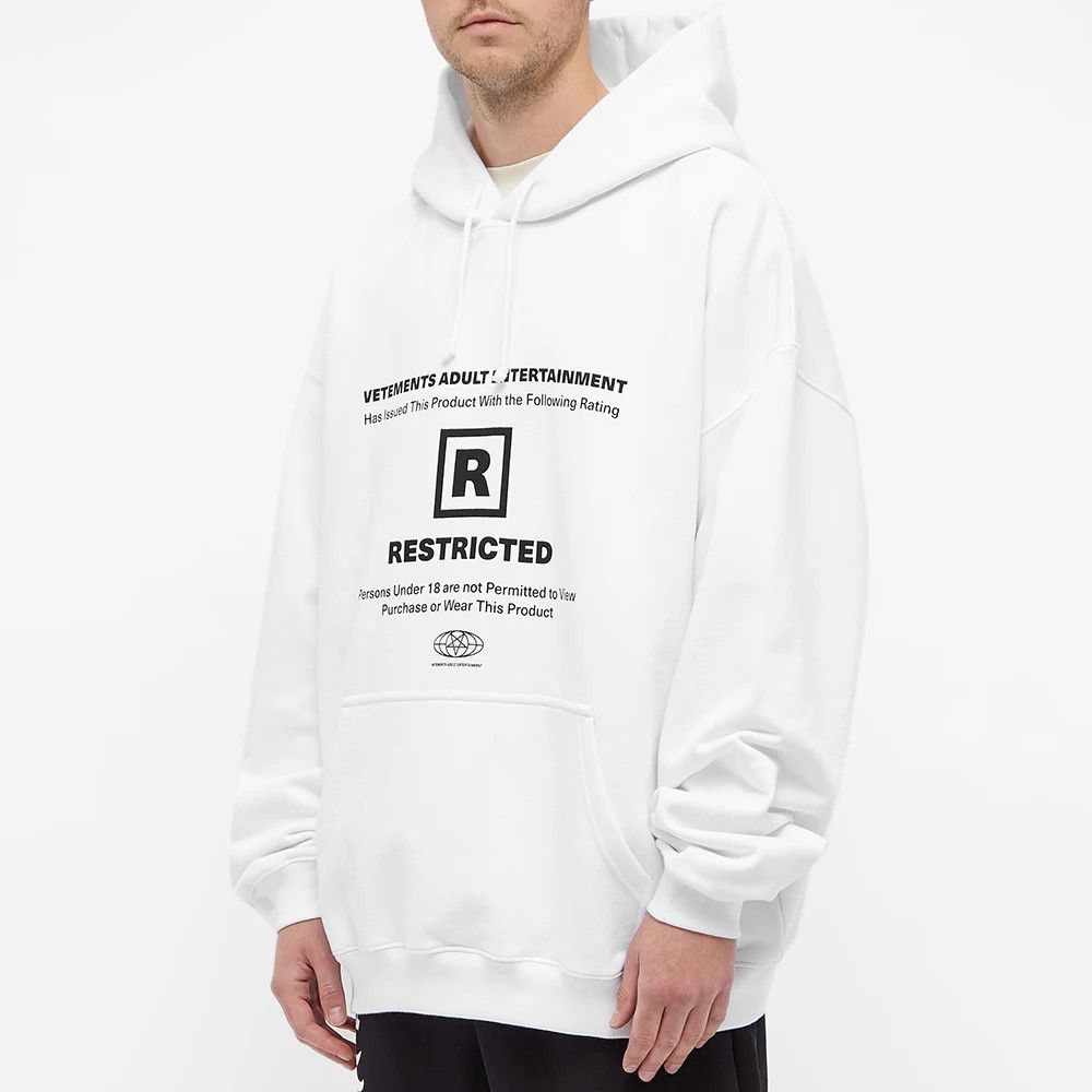 Vetements White 18+ Restricted Adult Entertainment Hoodie | Grailed