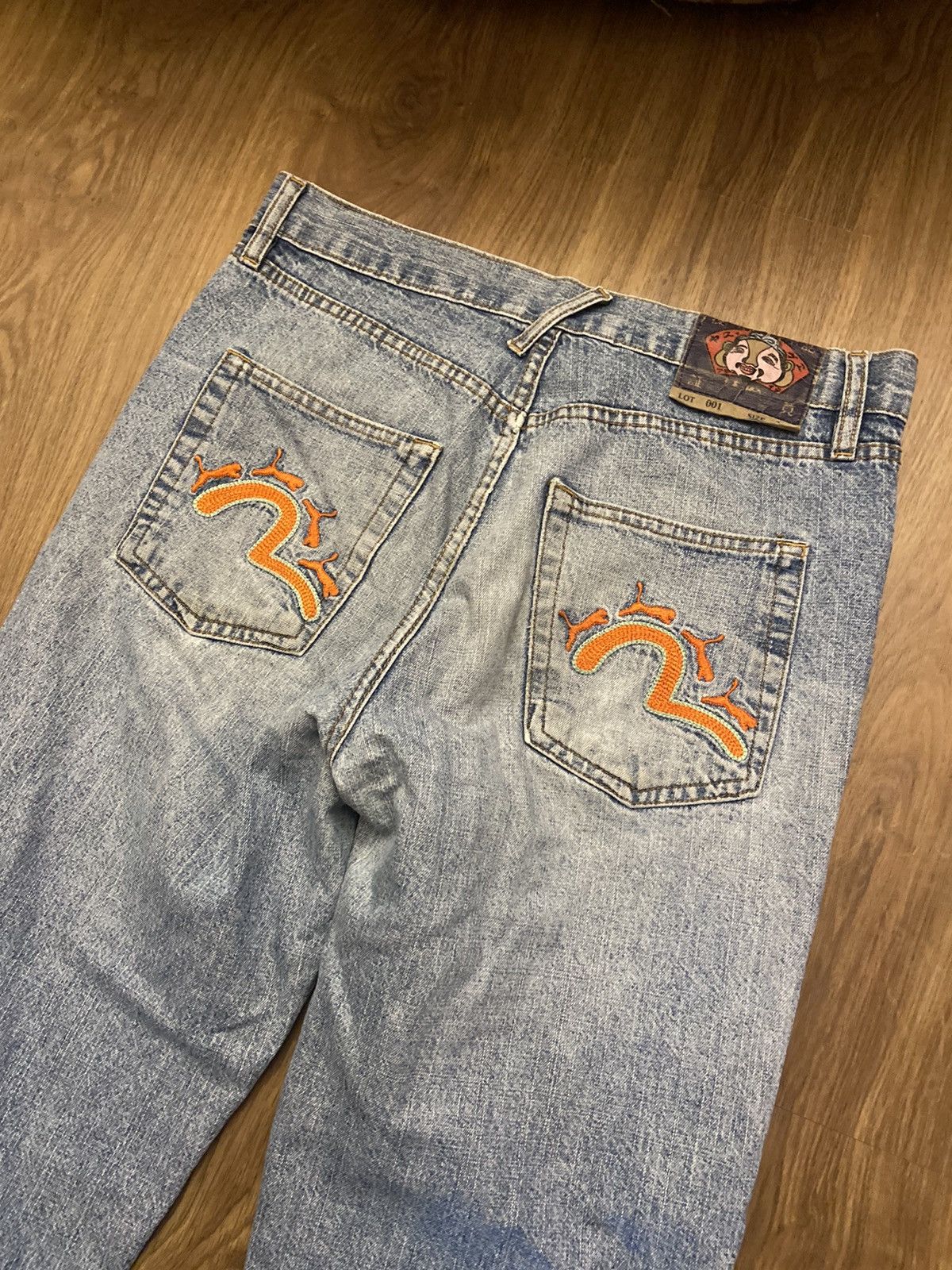 Vintage Puma X Evisu Double Gull Japanese Denim Jeans Size W29