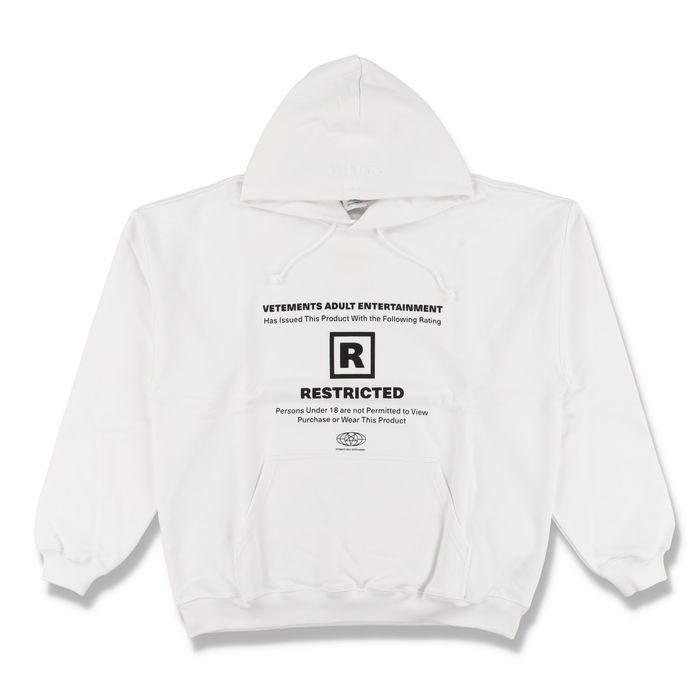 Vetements White 18+ Restricted Adult Entertainment Hoodie | Grailed