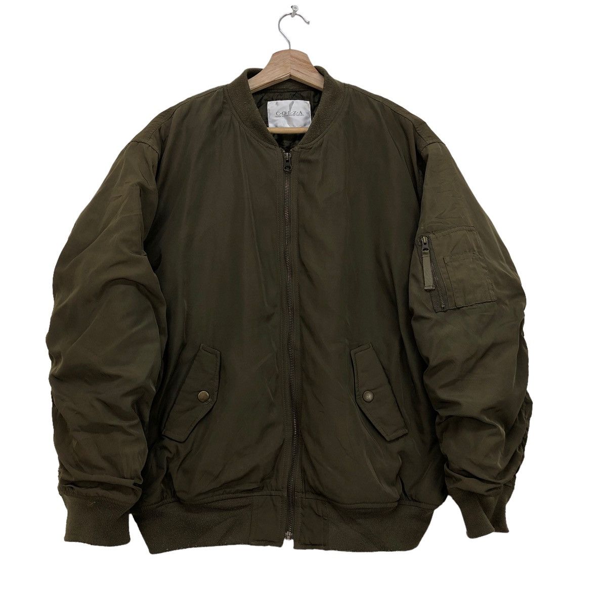 image of Colza Bomber Type Ma 1 Military Jacket in Army Green, Women's (Size Large)