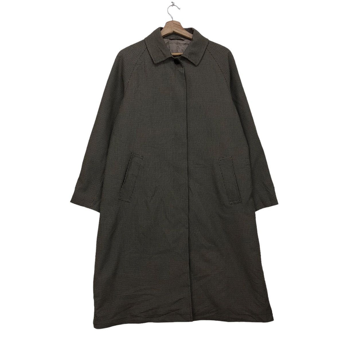 image of Persons Anchor Woman Small Plaid Checkered Long Coat Jacket in Black, Women's (Size Medium)