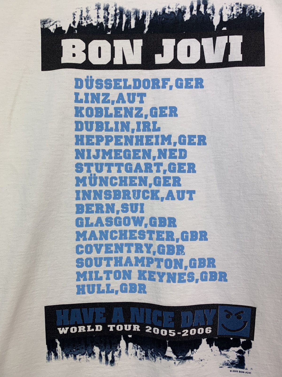 Band Tees × Vintage Vintage 2005 Bon Jovi World Tour Tee Size US XL / EU 56 / 4 - 5 Thumbnail