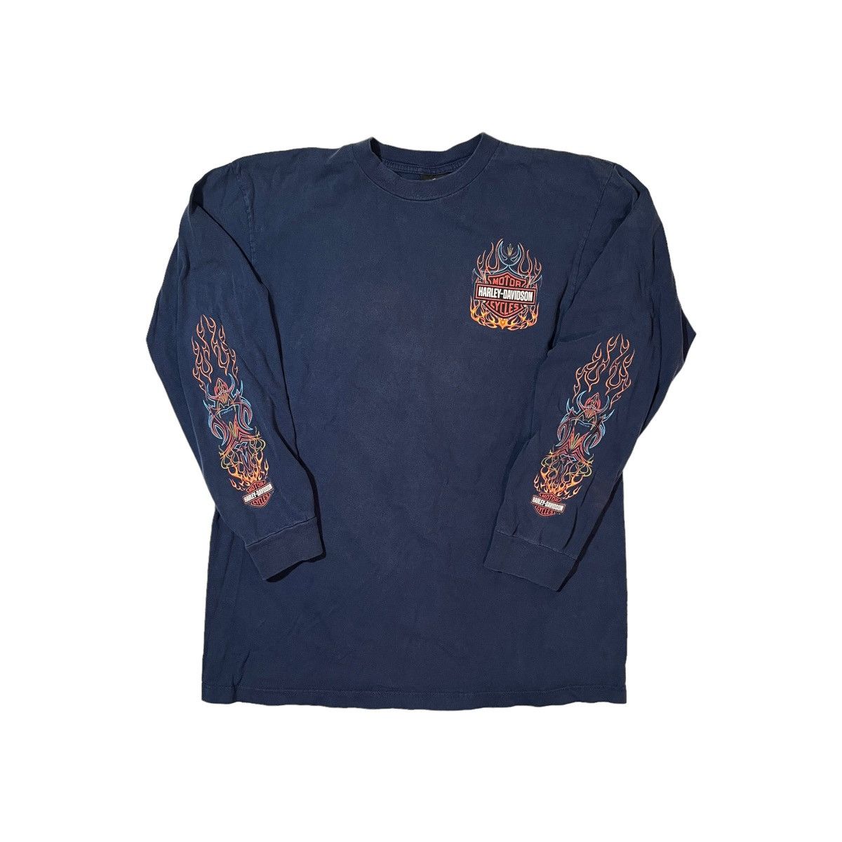 Vintage Y2K Harley Davidson Flame Sleeves Longsleeve Size US XL / EU 56 / 4 - 1 Thumbnail