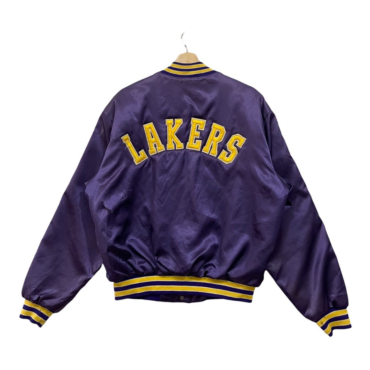 NBA Vintage 90s LA LAKERS Snap Button Satin Bomber Jacket Size US L / EU 52-54 / 3 - 1 Thumbnail
