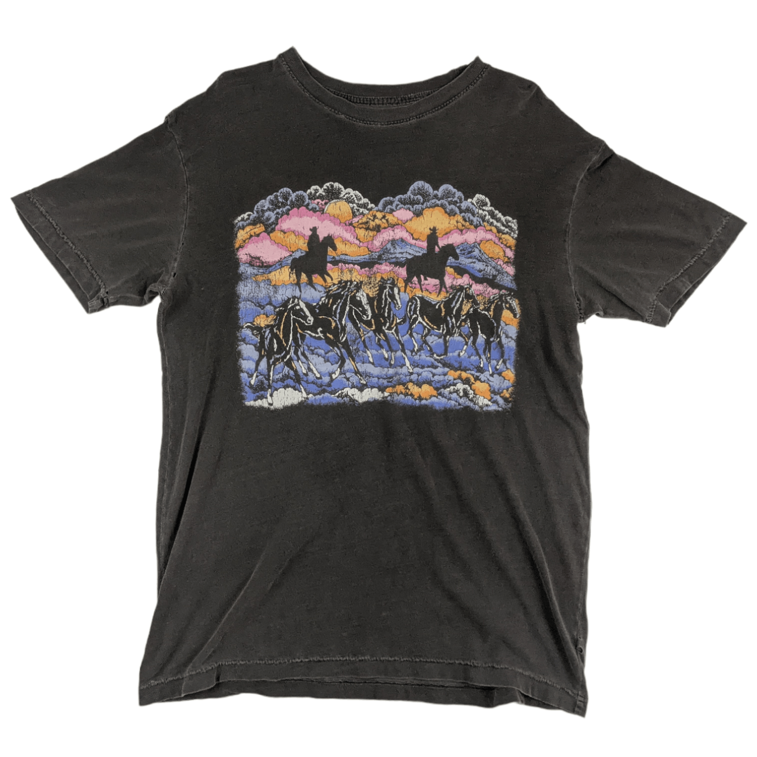 American Apparel Vintage 2000's AMERICAN HIGHWAY Horse Animal Graphic Tee Size US M / EU 48-50 / 2 - 2 Thumbnail