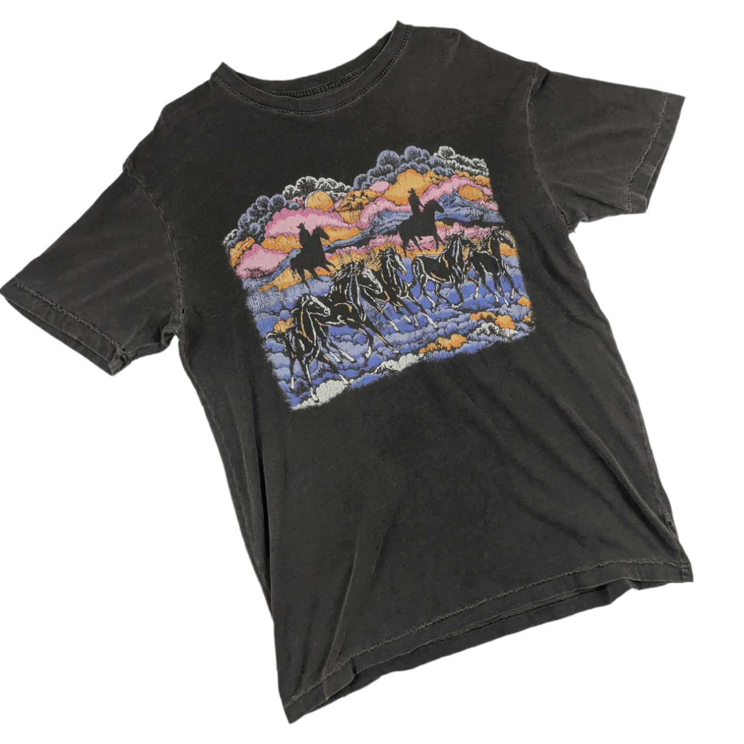 American Apparel Vintage 2000's AMERICAN HIGHWAY Horse Animal Graphic Tee Size US M / EU 48-50 / 2 - 3 Thumbnail