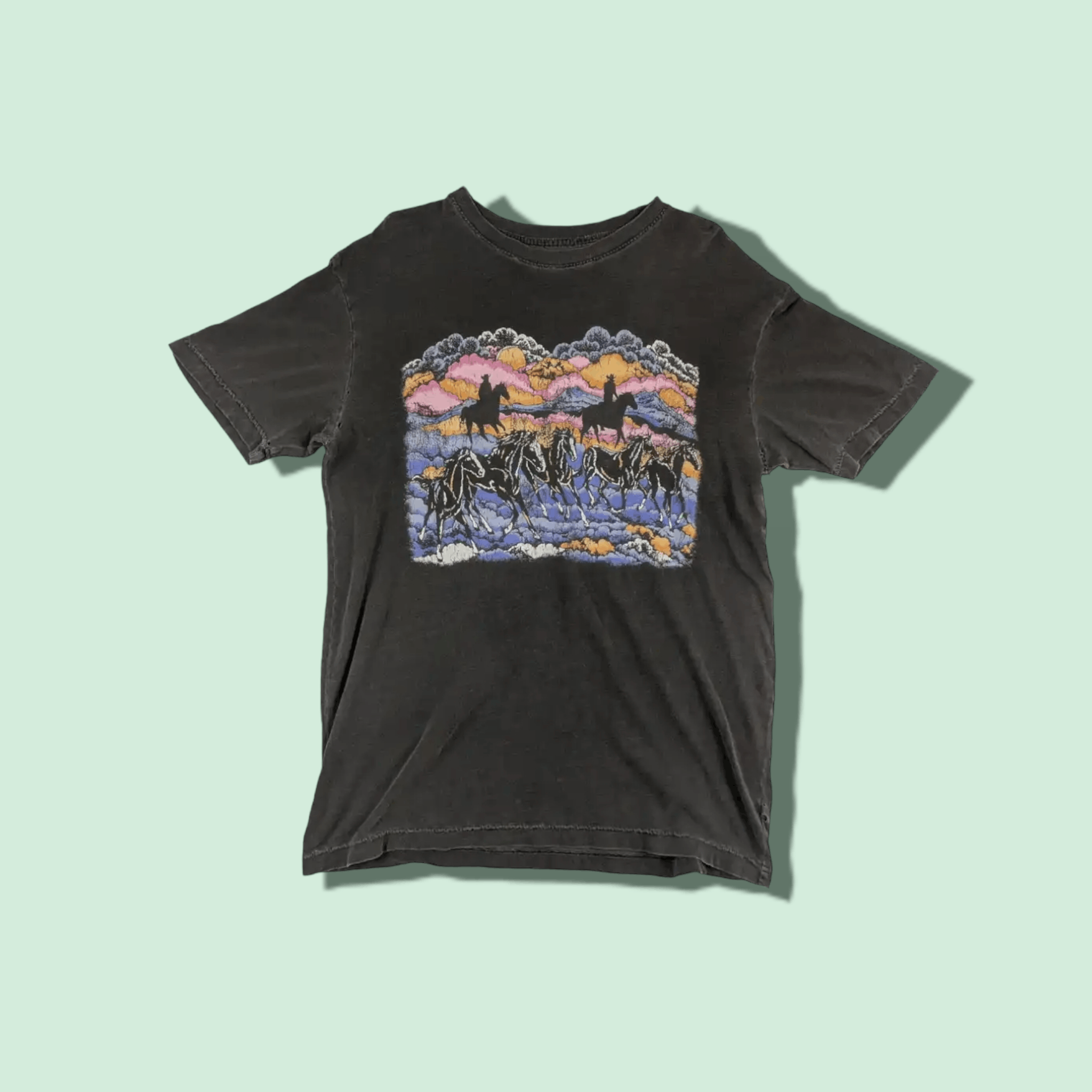 American Apparel Vintage 2000's AMERICAN HIGHWAY Horse Animal Graphic Tee Size US M / EU 48-50 / 2 - 1 Thumbnail