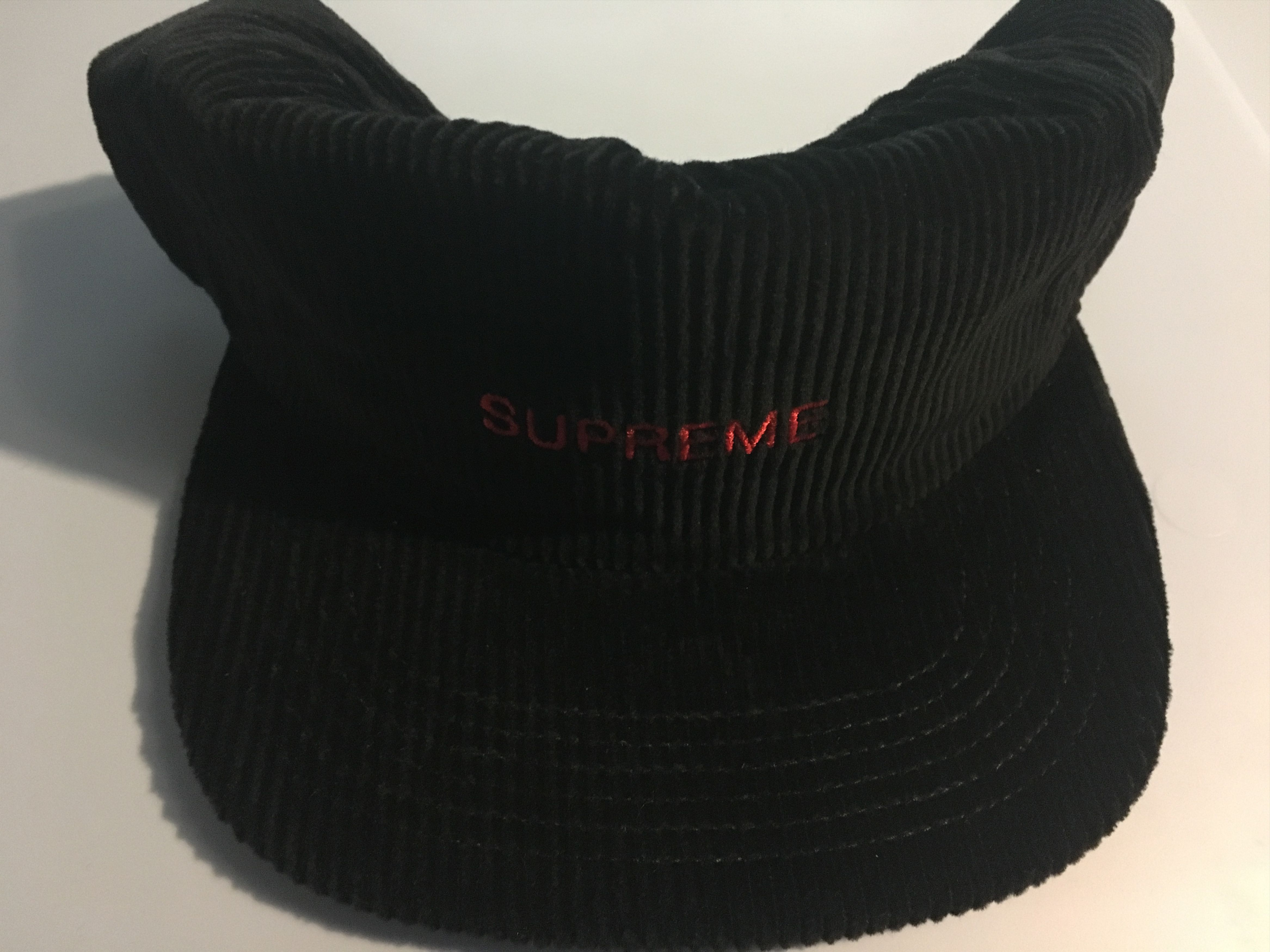 image of Supreme Corduroy Classic Logo 6 Panel Cap Black, Men's