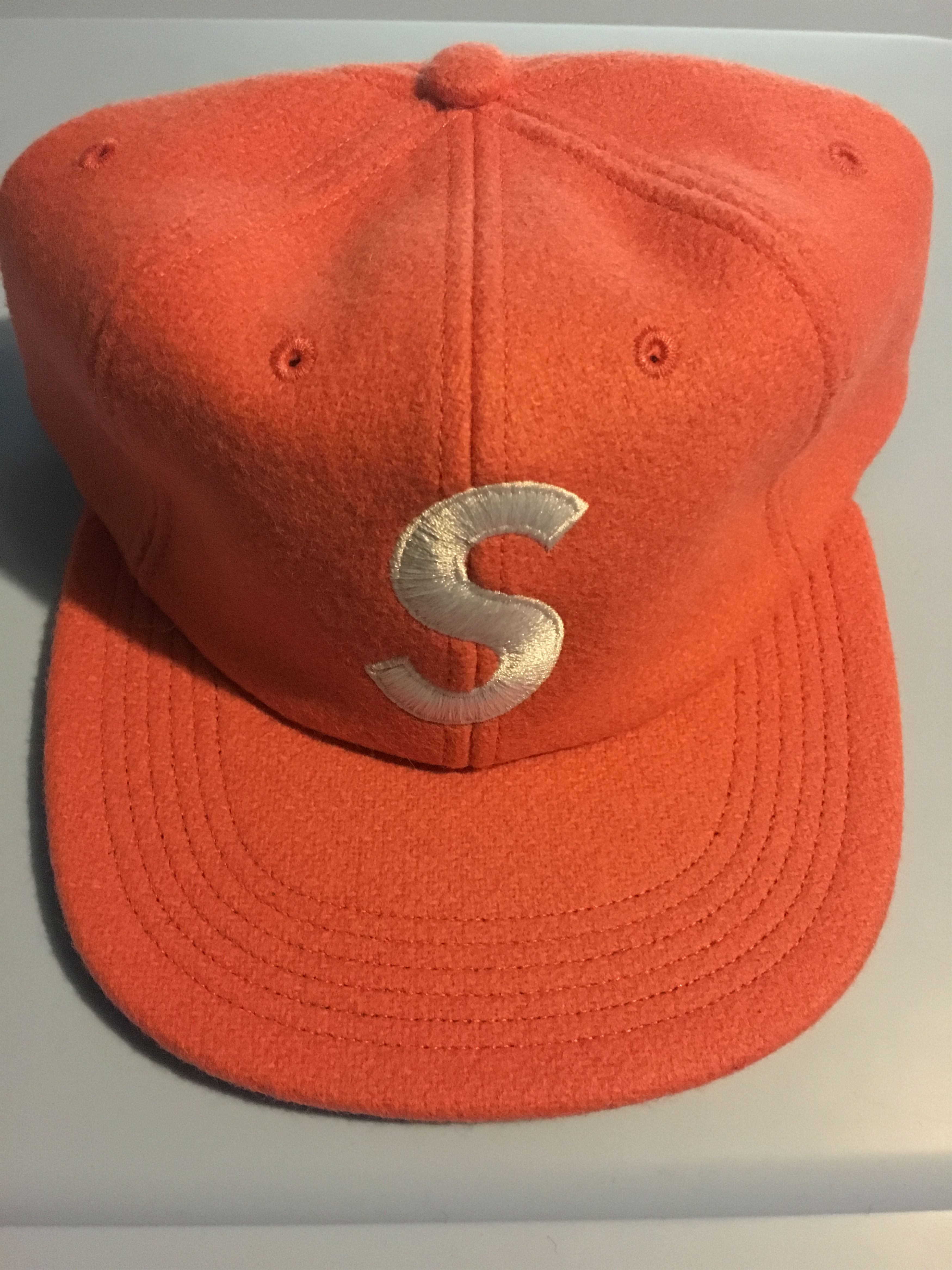 Supreme Wool S Logo Panel Cap Dark Pink FW17