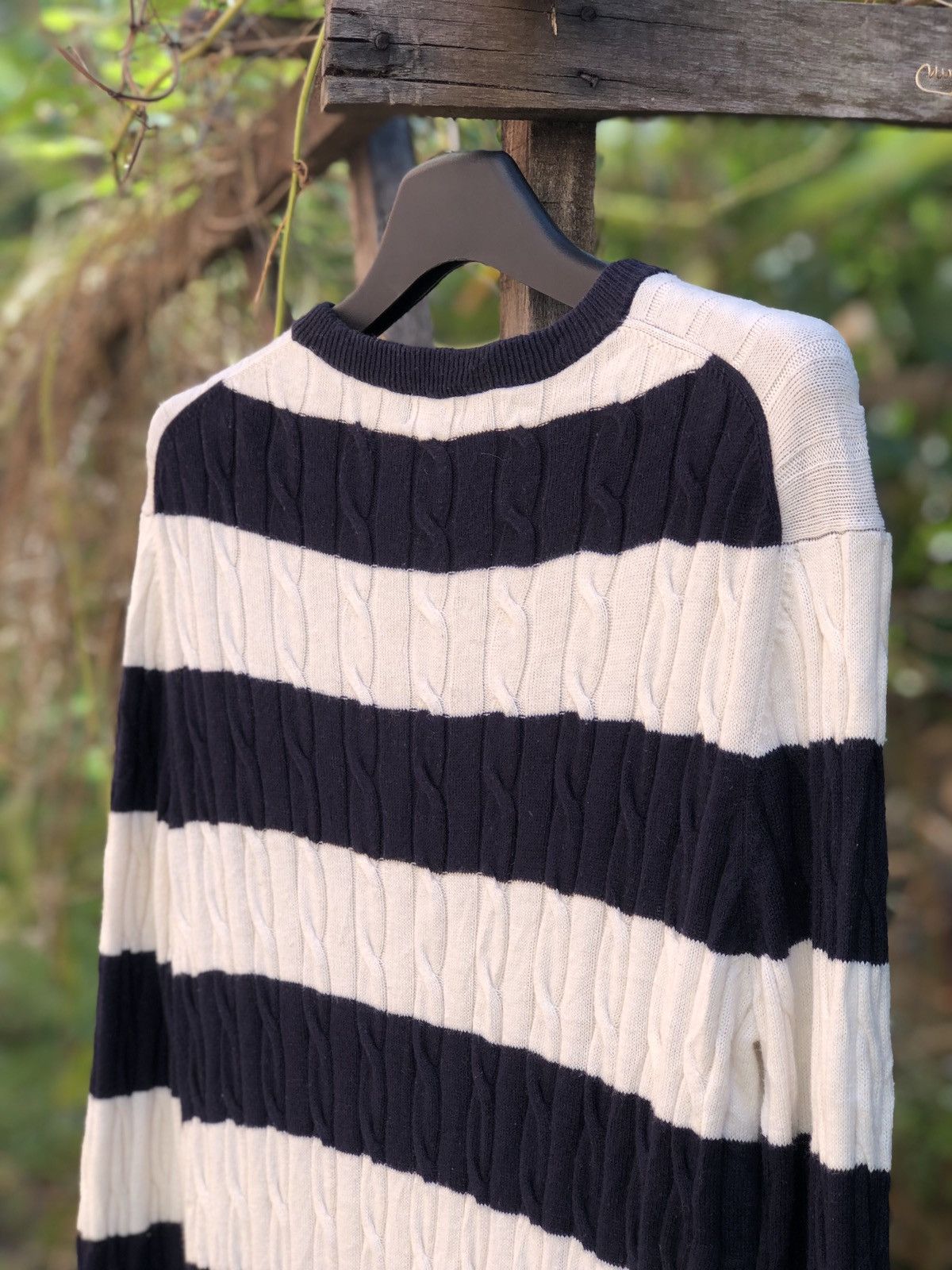 Aran Isles Knitwear Uniqlo Cable Knit Striped Longslevee Sweater Size L / US 10 / IT 46 - 7 Thumbnail