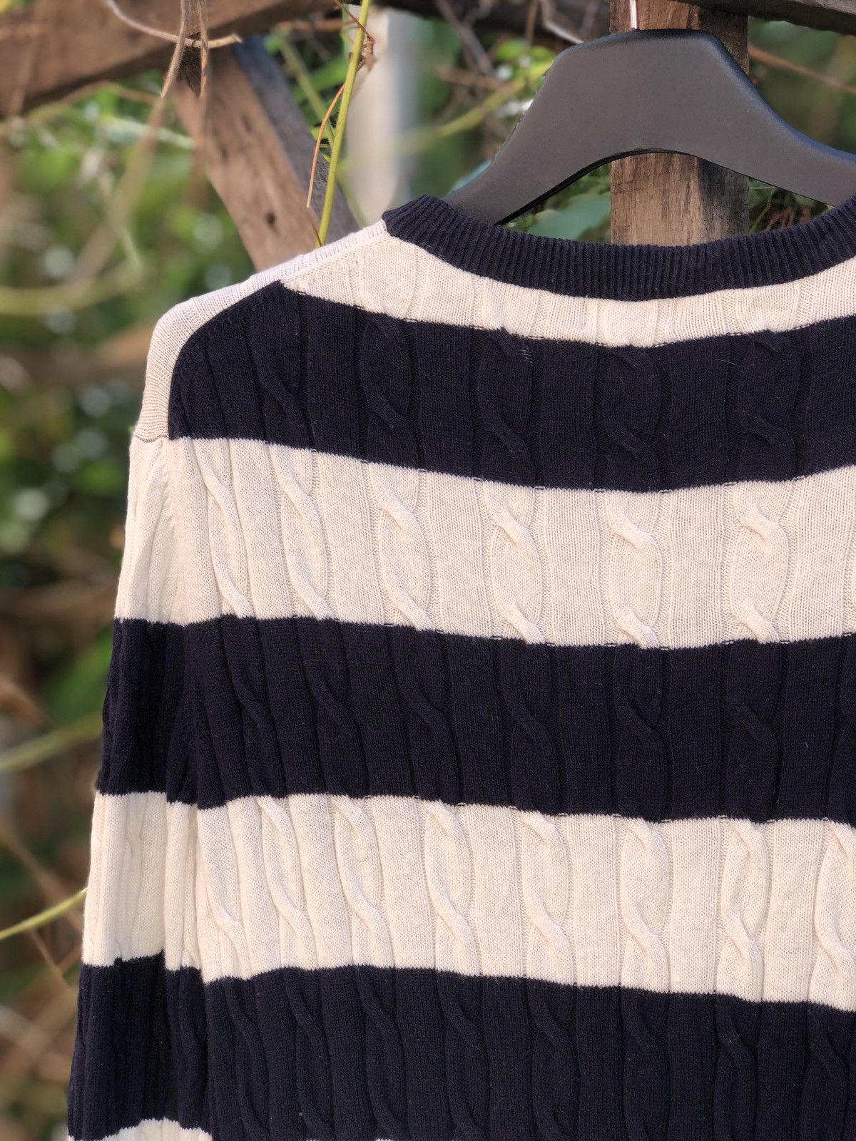 Aran Isles Knitwear Uniqlo Cable Knit Striped Longslevee Sweater Size L / US 10 / IT 46 - 5 Thumbnail
