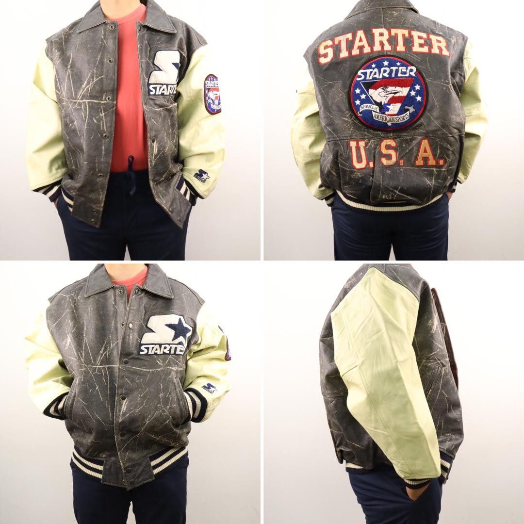 Starter WORN Vtg. Starter Symbol Of America Sports Leather Jacket Size US L / EU 52-54 / 3 - 25 Thumbnail
