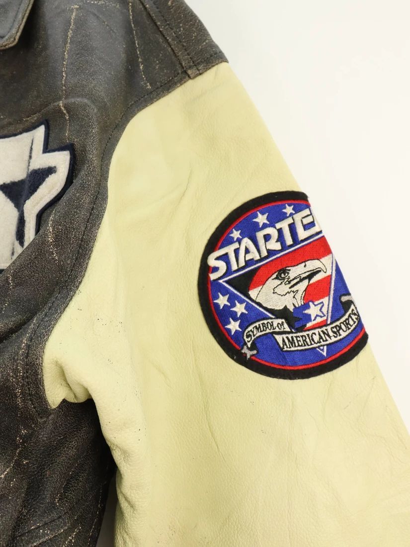 Starter WORN Vtg. Starter Symbol Of America Sports Leather Jacket Size US L / EU 52-54 / 3 - 19 Thumbnail