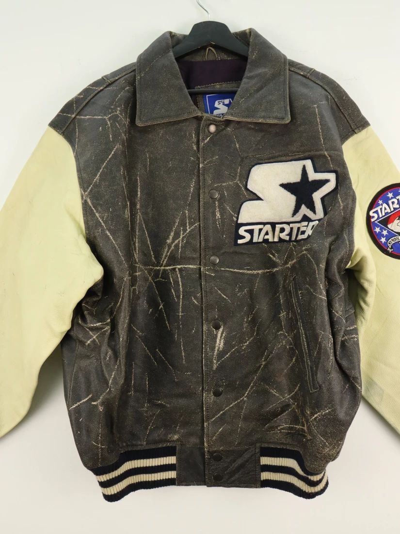 Starter WORN Vtg. Starter Symbol Of America Sports Leather Jacket Size US L / EU 52-54 / 3 - 7 Thumbnail